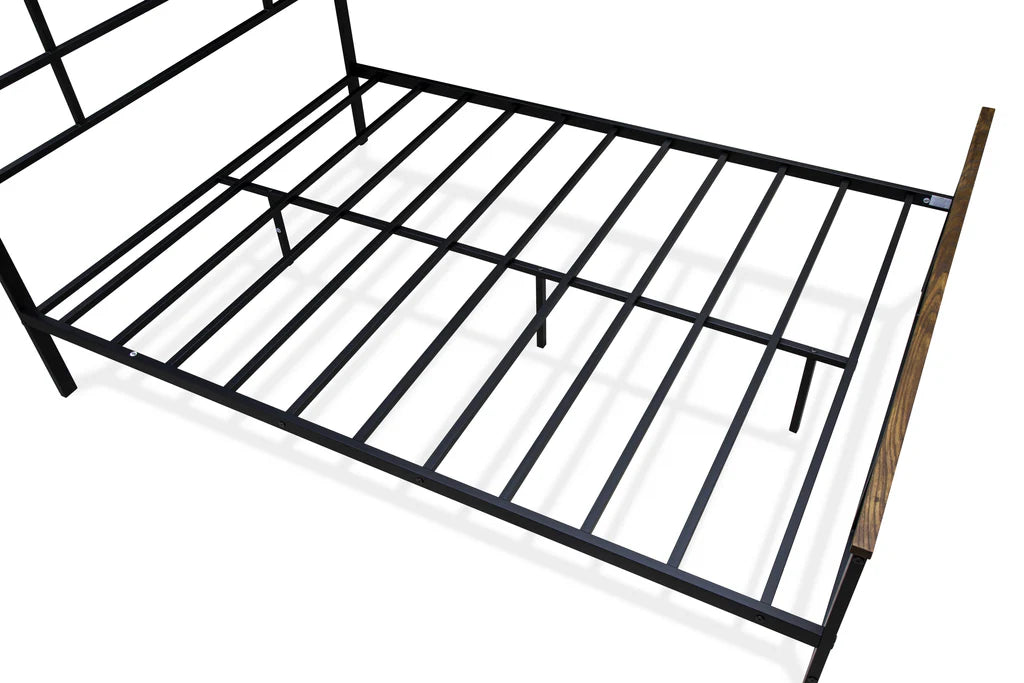 Ingram Full Size Bed with 7 Metal Legs - Lavish Bed in Powder Coating Black Color