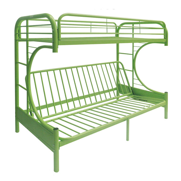 Eclipse Twin/Full Green Metal Futon Bunk Bed Modern Convertible Space-Saver