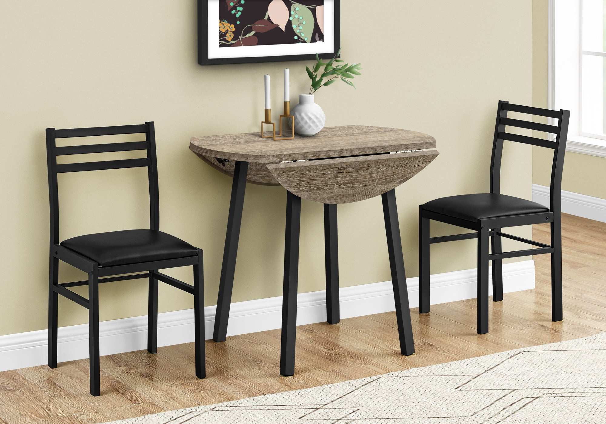 Andrina - Dining Table Set 3pcs Set Small 35" Drop Leaf Kitchen