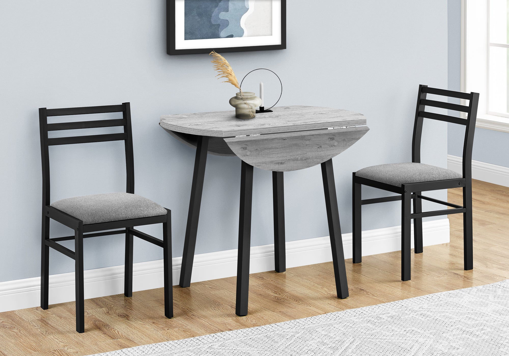 Claudio - Dining Table Set 3pcs Set Small 35" Drop Leaf Kitchen
