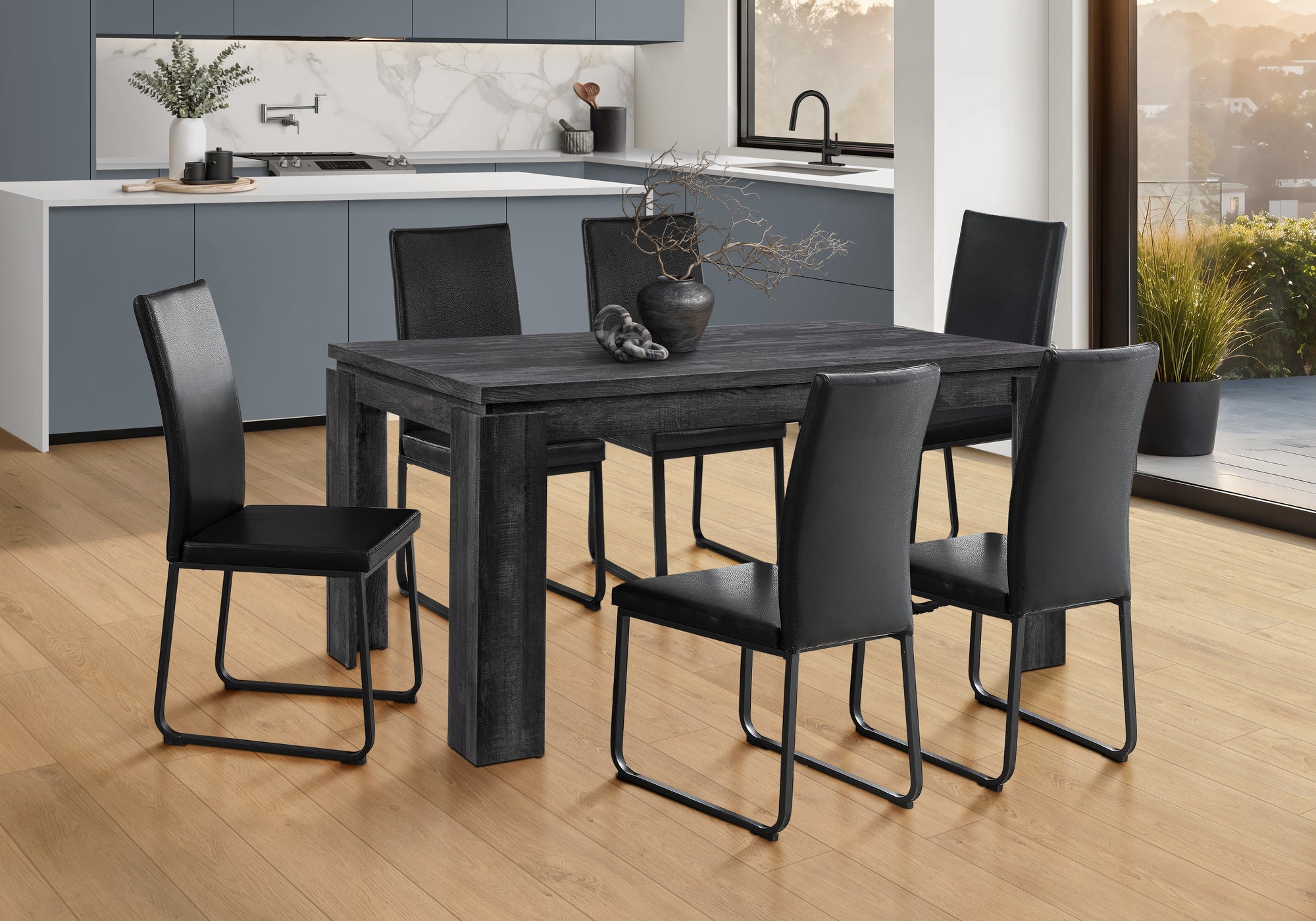 Ananas - Dining Table 60" Rectangular Kitchen Dining Room Black Laminate Contemporary