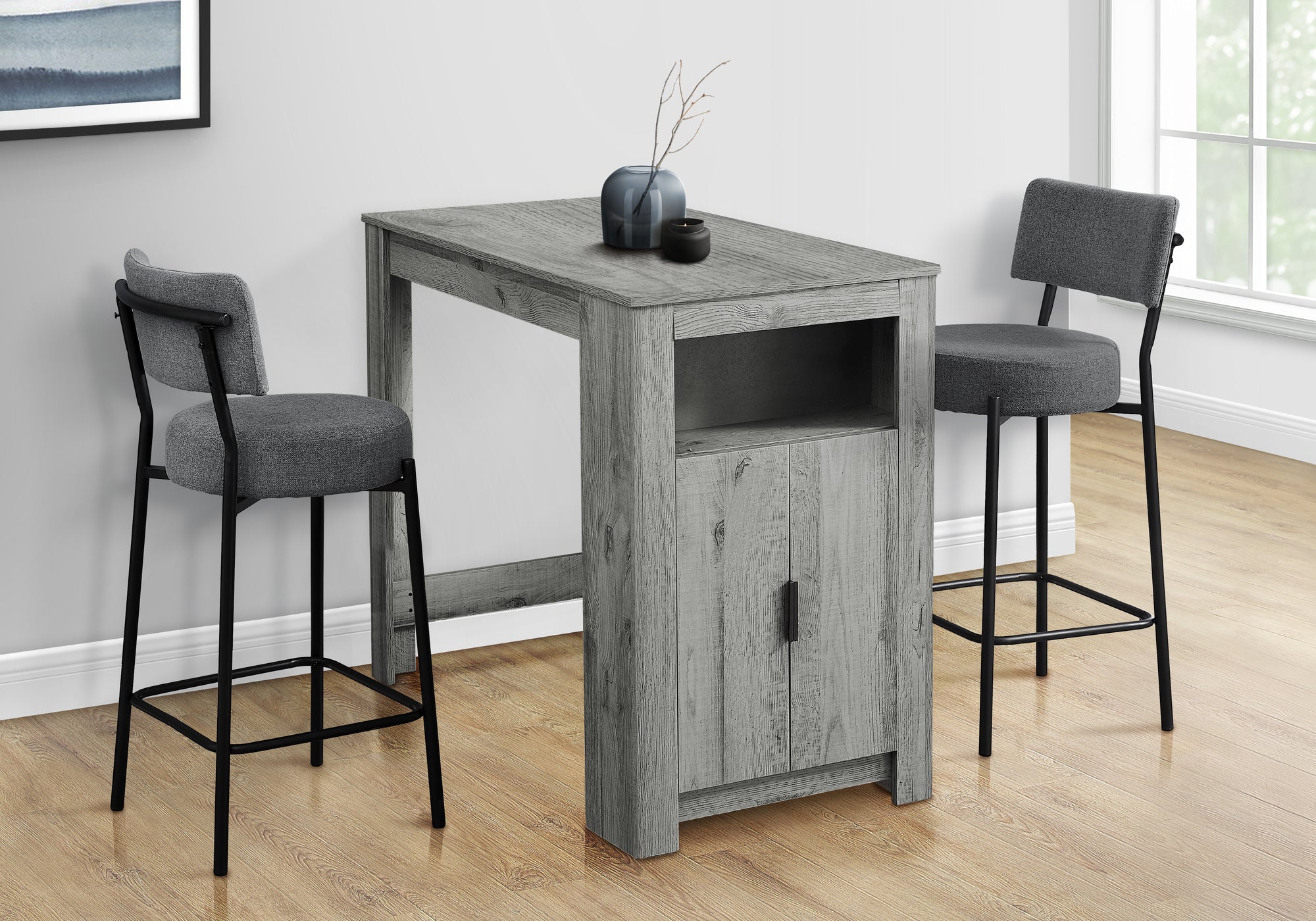 Anra - Dining Table 48" Rectangular Counter Height Kitchen Small Storage Grey