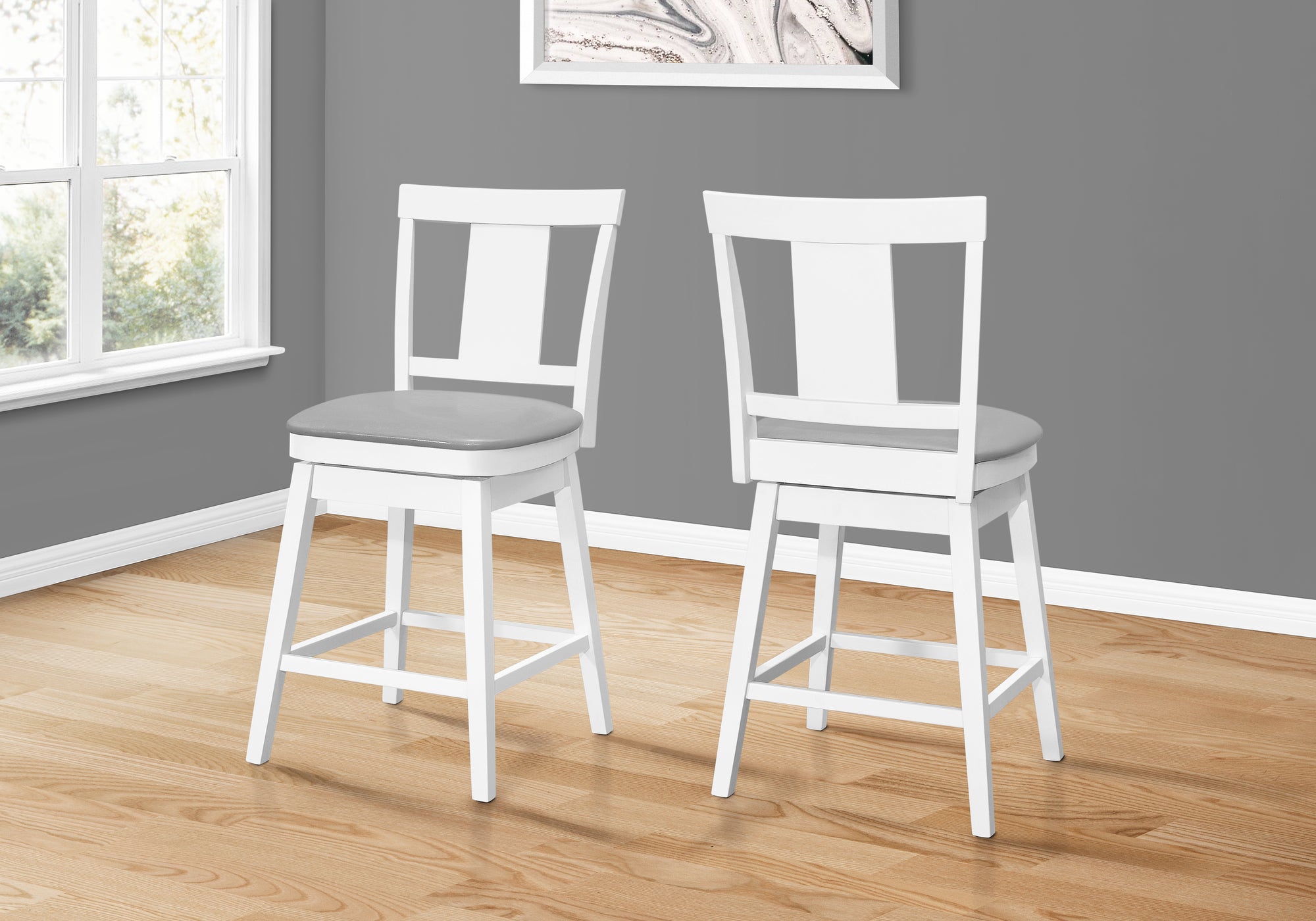 Galaxy - Bar Stool Set Of 2 Swivel Counter Height Kitchen White
