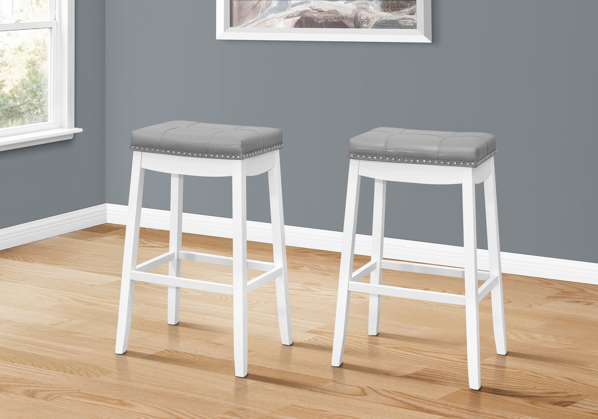 Berwick - Bar Stool Set Of 2 Bar Height Saddle Seat White