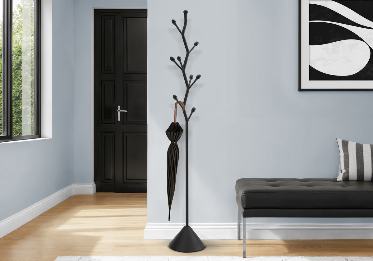 Jeramiah - Coat Rack Hall Tree 8 Hooks Entryway 72"H Bedroom Black