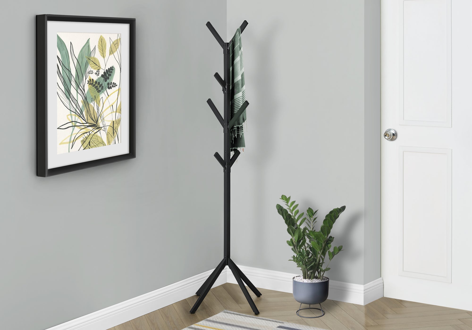 Moorish - Coat Rack Hall Tree 8 Hooks Entryway 70"H Bedroom Black