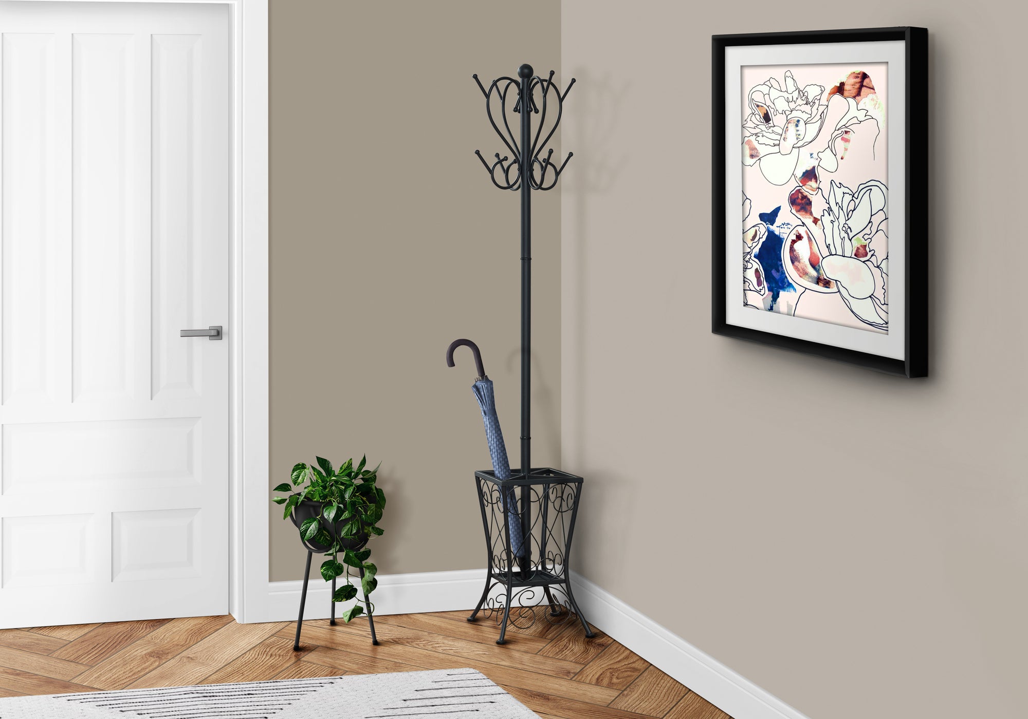 Judy - Coat Rack Hall Tree 8 Hooks Entryway 71"H Bedroom Black