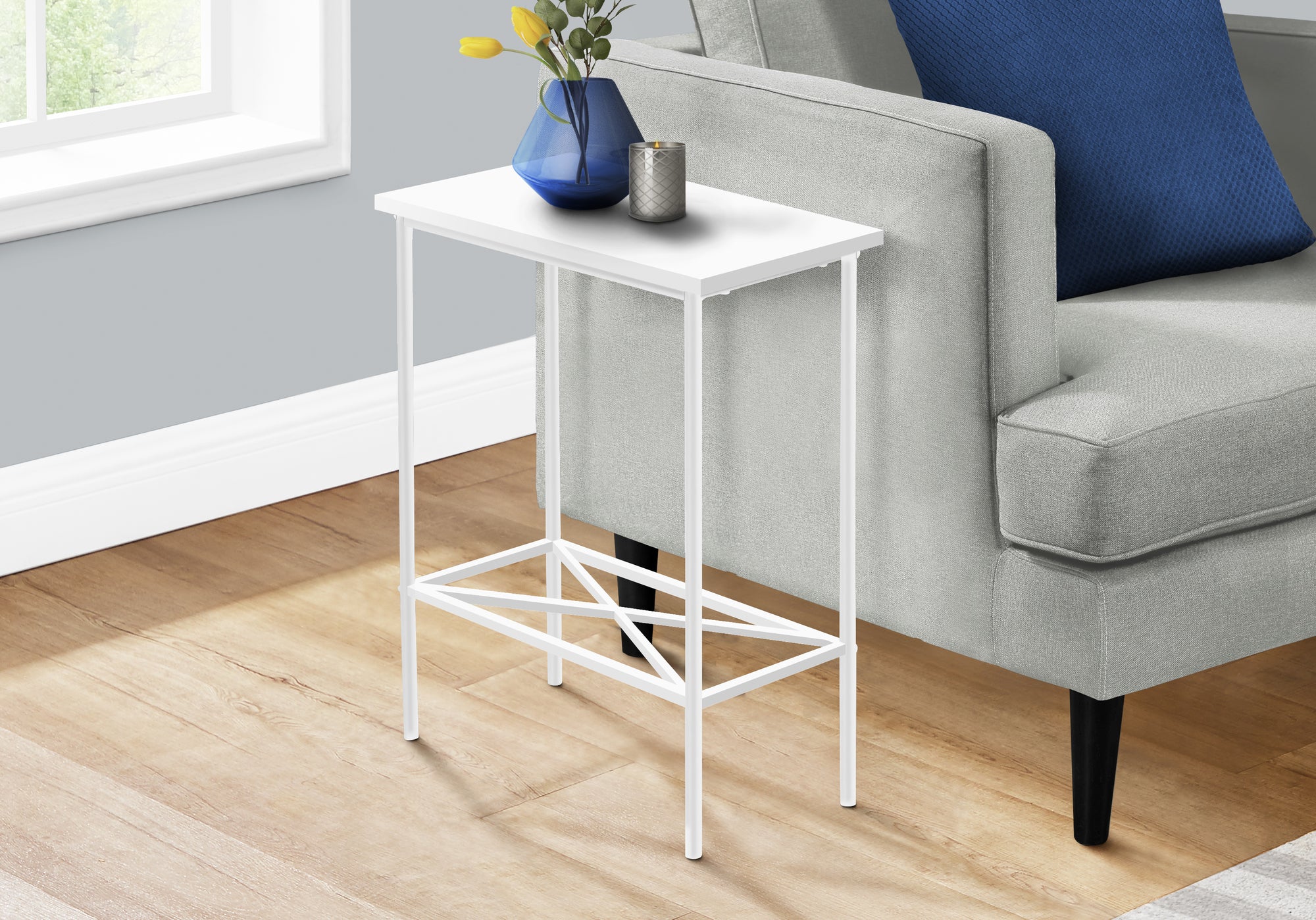 Aramis - Accent Table Side End Narrow Small 2 Tier Living Room