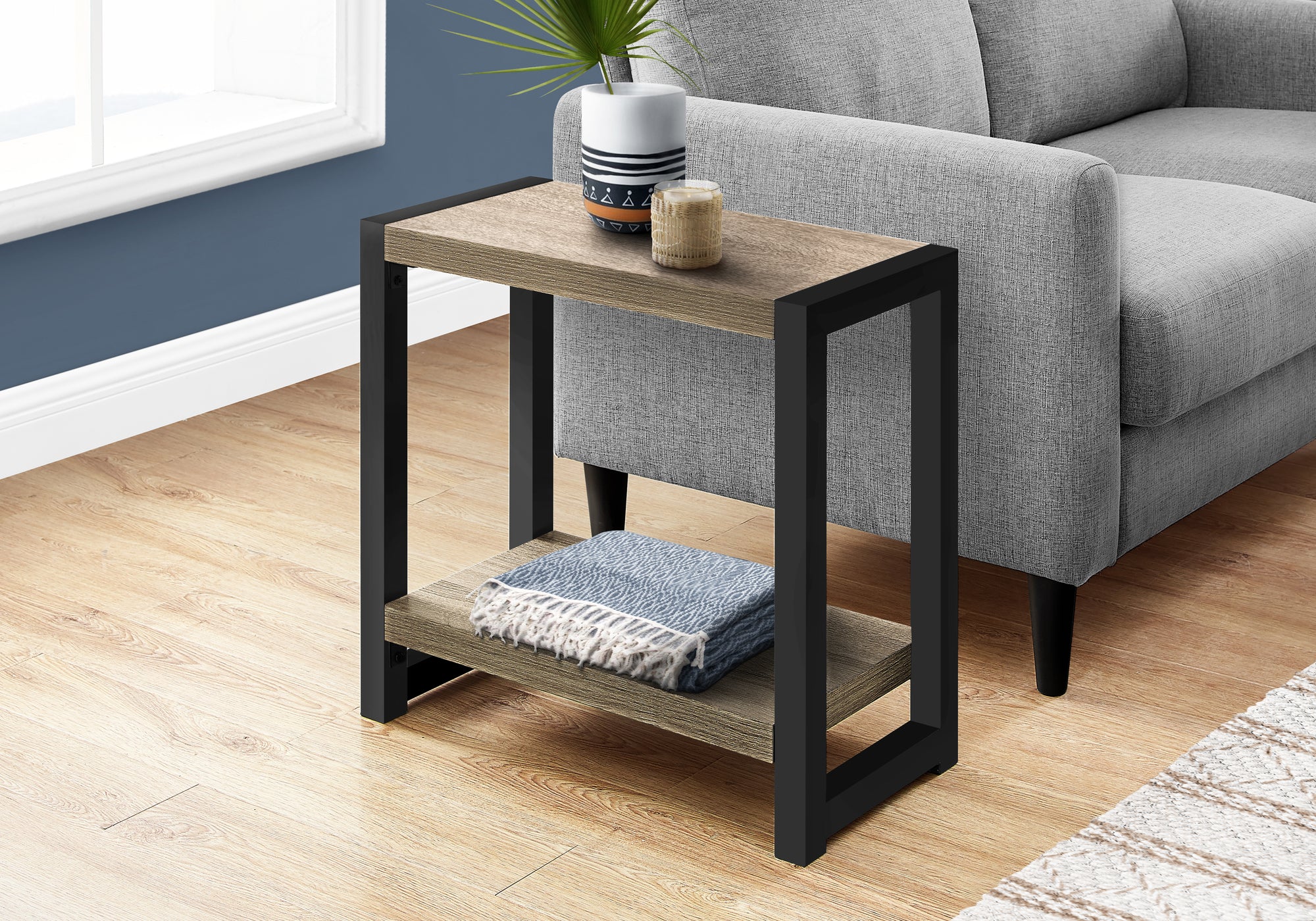 Rona - Accent Table Side End Narrow Small 2 Tier Living Room