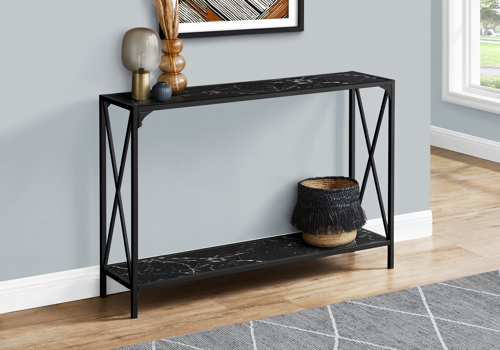 Regal - Accent Table Console Entryway Narrow Sofa Living Room Bedroom Black