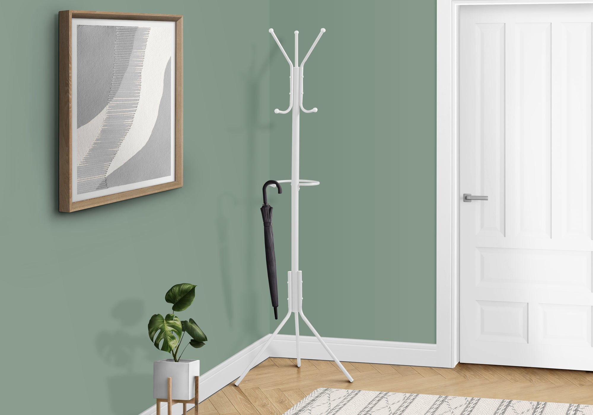 Lance - Coat Rack Hall Tree 6 Hooks Entryway 68"H Bedroom White
