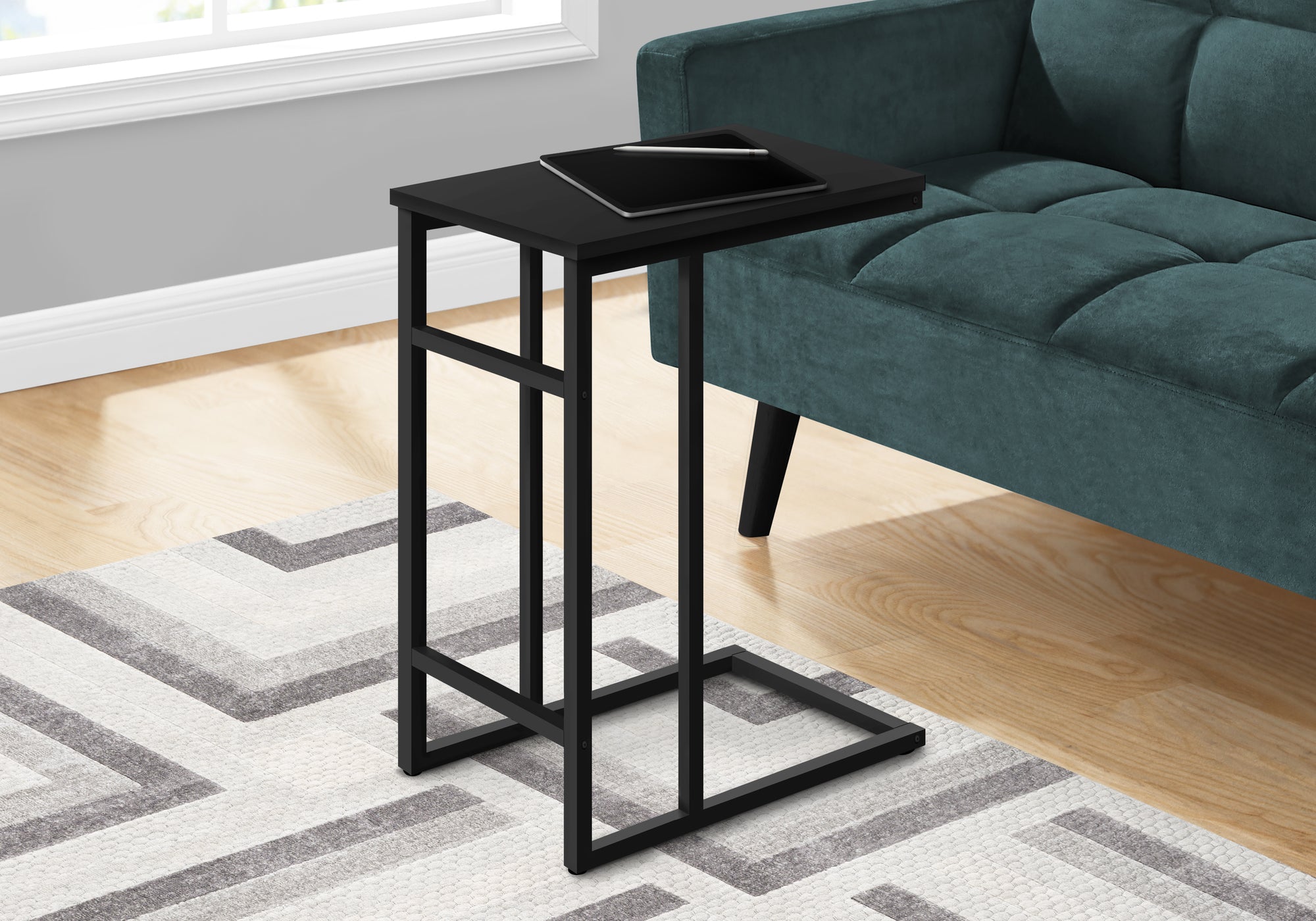 Harvey - Accent Table C-shaped End Side Snack Living Room Bedroom Black