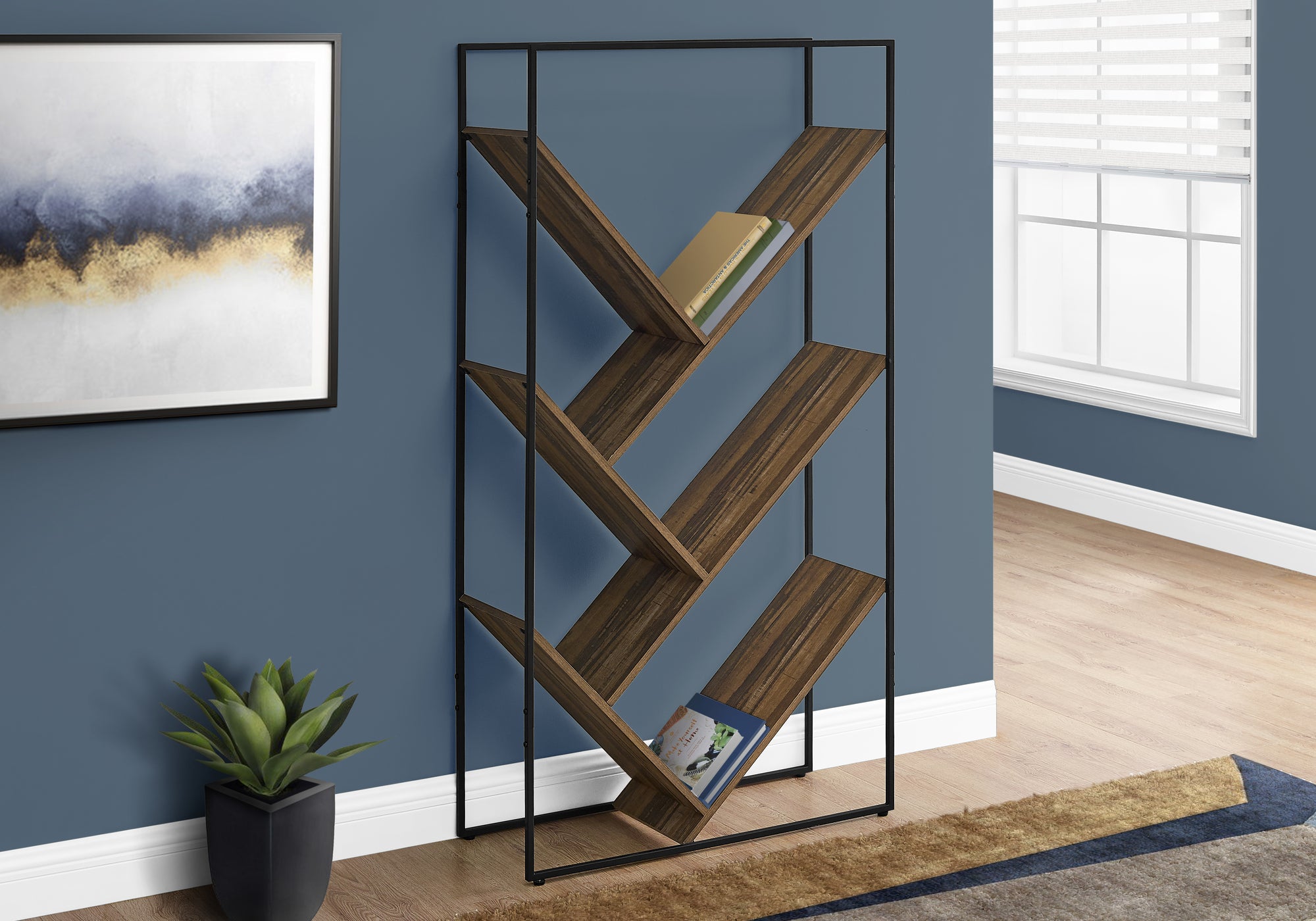 Touchstone - Bookshelf Bookcase Etagere 3 Tier 60"H Office Bedroom Black Laminate