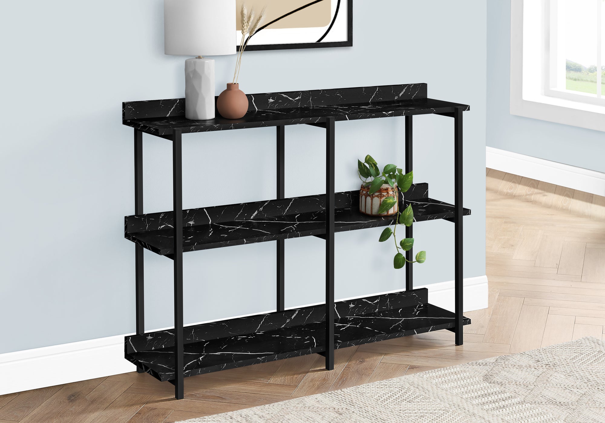Bone - Accent Table Console Entryway Narrow Sofa Living Room Bedroom Black