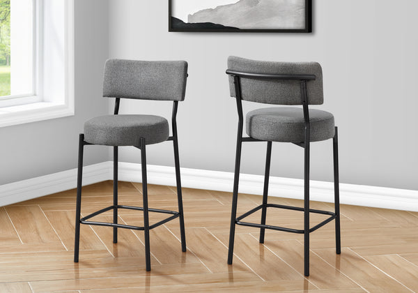 Bori - Barstool Counter Height Set Of 2 Kitchen Grey Fabric Black