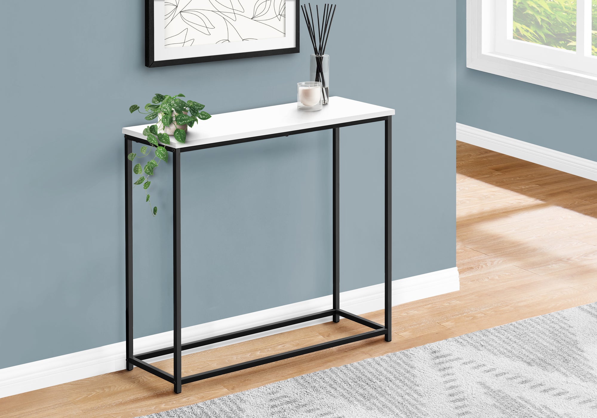 Iveliz - Accent Table Console Entryway Narrow Sofa Living Room Bedroom White