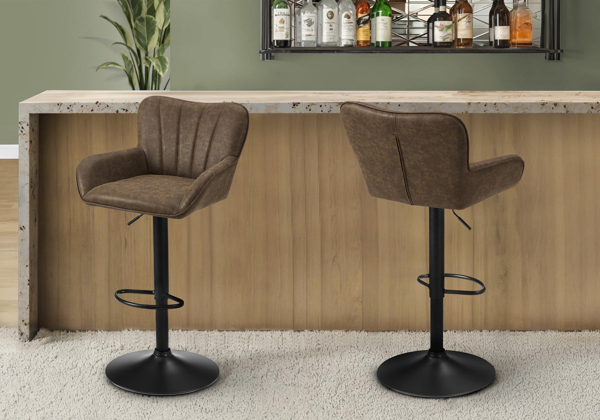 Aali - Barstool Set Of 2 Swivel Adjustable Bar Height Counter Height