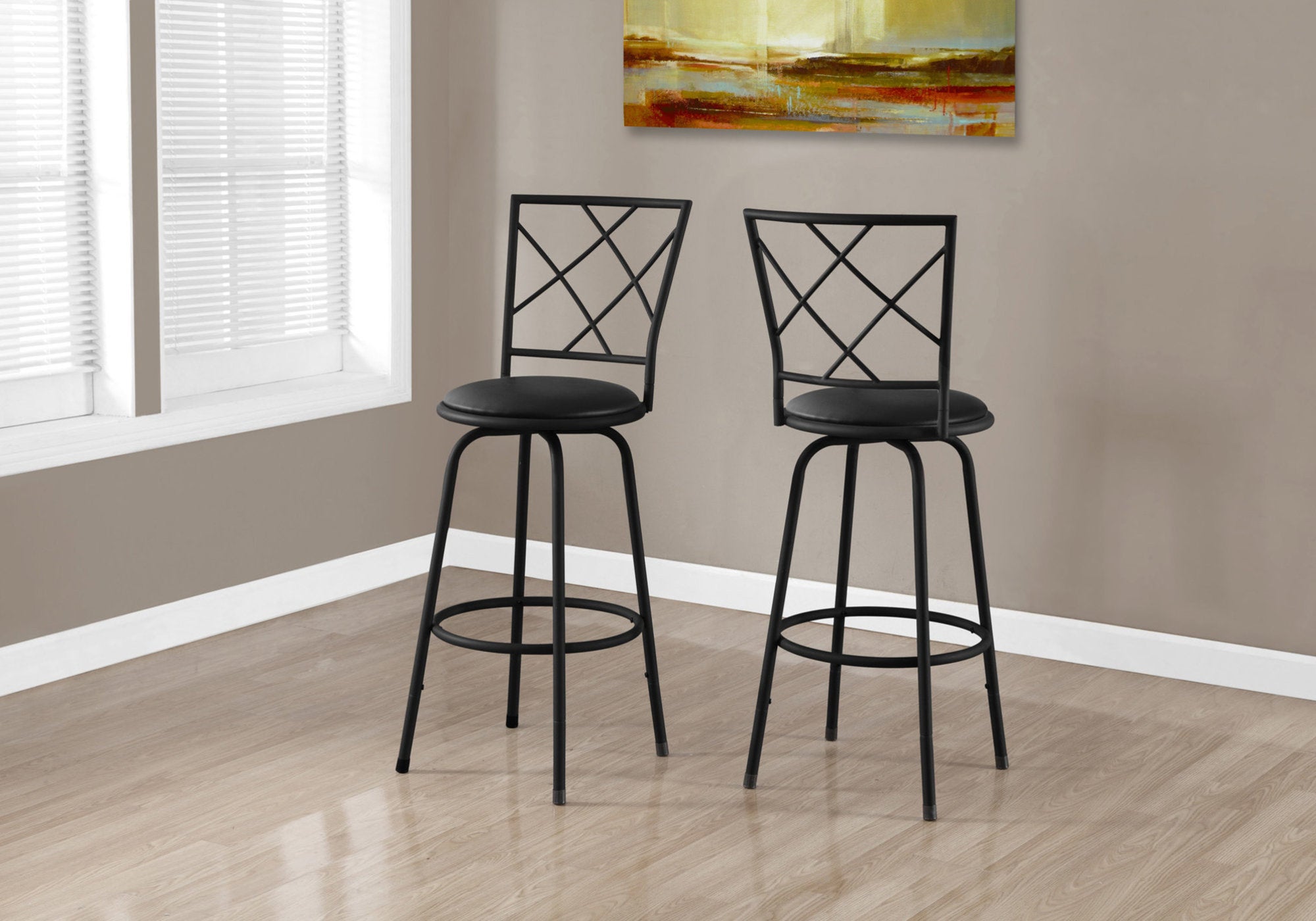 Karima - Bar Stool Set Of 2 Swivel Bar Height Black Metal