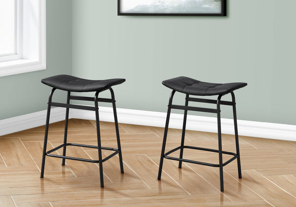 Elijah - Barstool Counter Height Set Of 2 Kitchen Black Leather Look