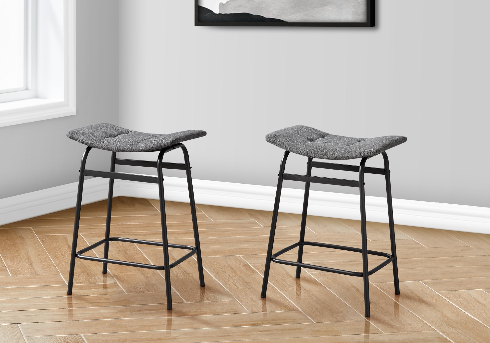 Sebastian - Barstool Counter Height Set Of 2 Kitchen Grey Fabric Black