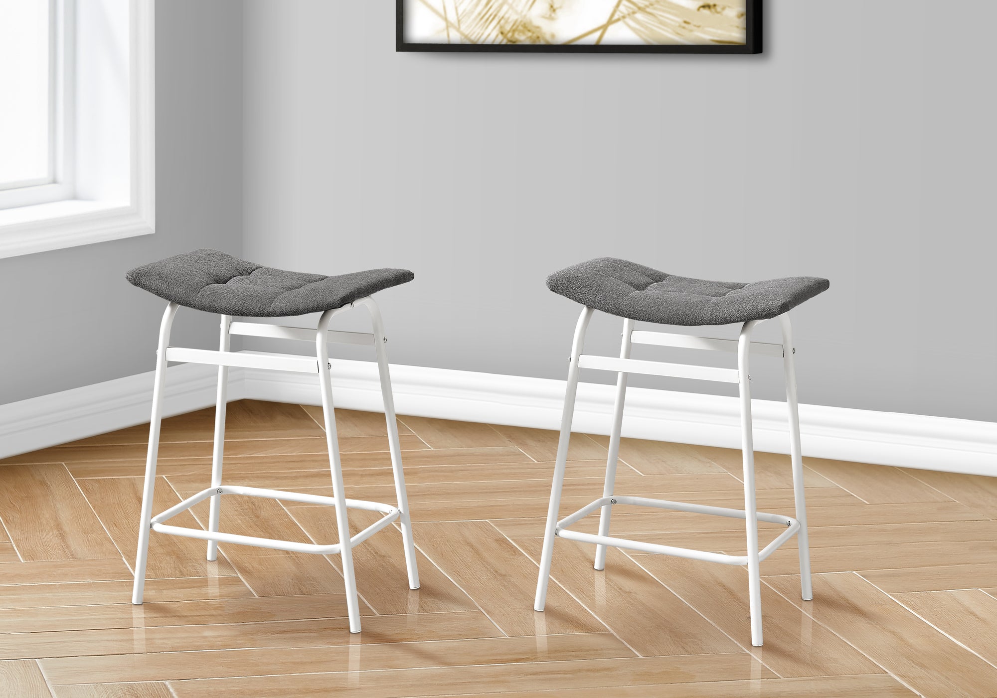 Arianna - Barstool Counter Height Set Of 2 Kitchen Grey Fabric White