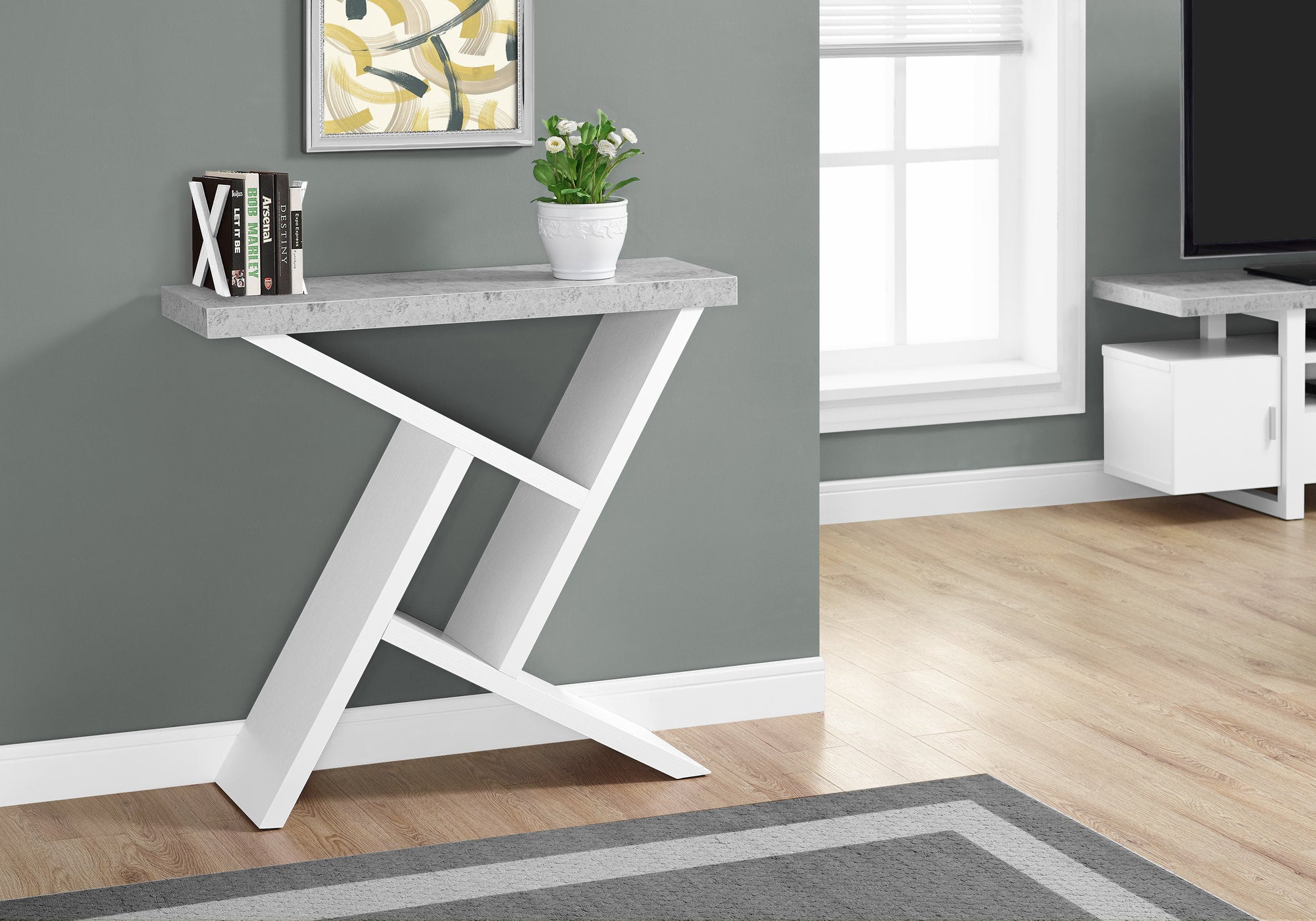 Alyona - Accent Table Console Entryway Narrow Sofa Living Room Bedroom Grey