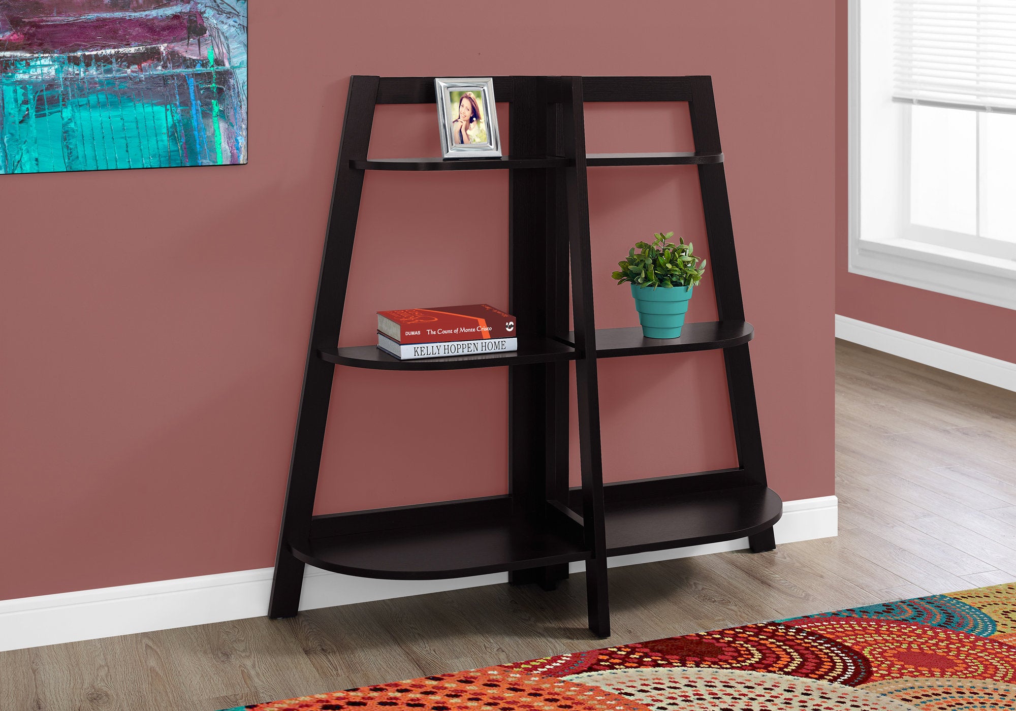 Alesha - Bookshelf Bookcase Etagere 3 Tier 48"H Office Bedroom Brown Laminate