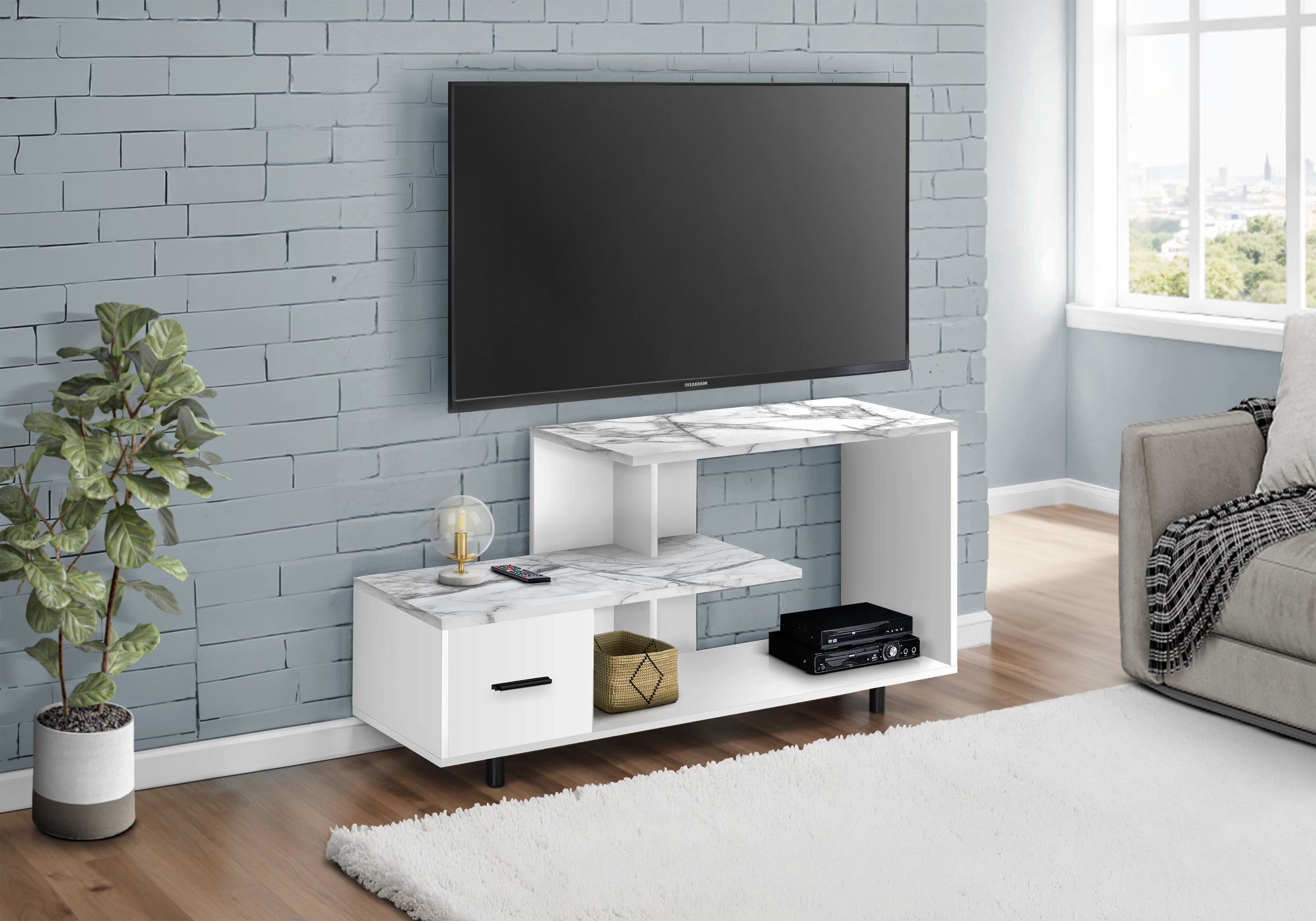 Massey - Tv Stand 48 Inch Console Media Entertainment Center Storage Drawer