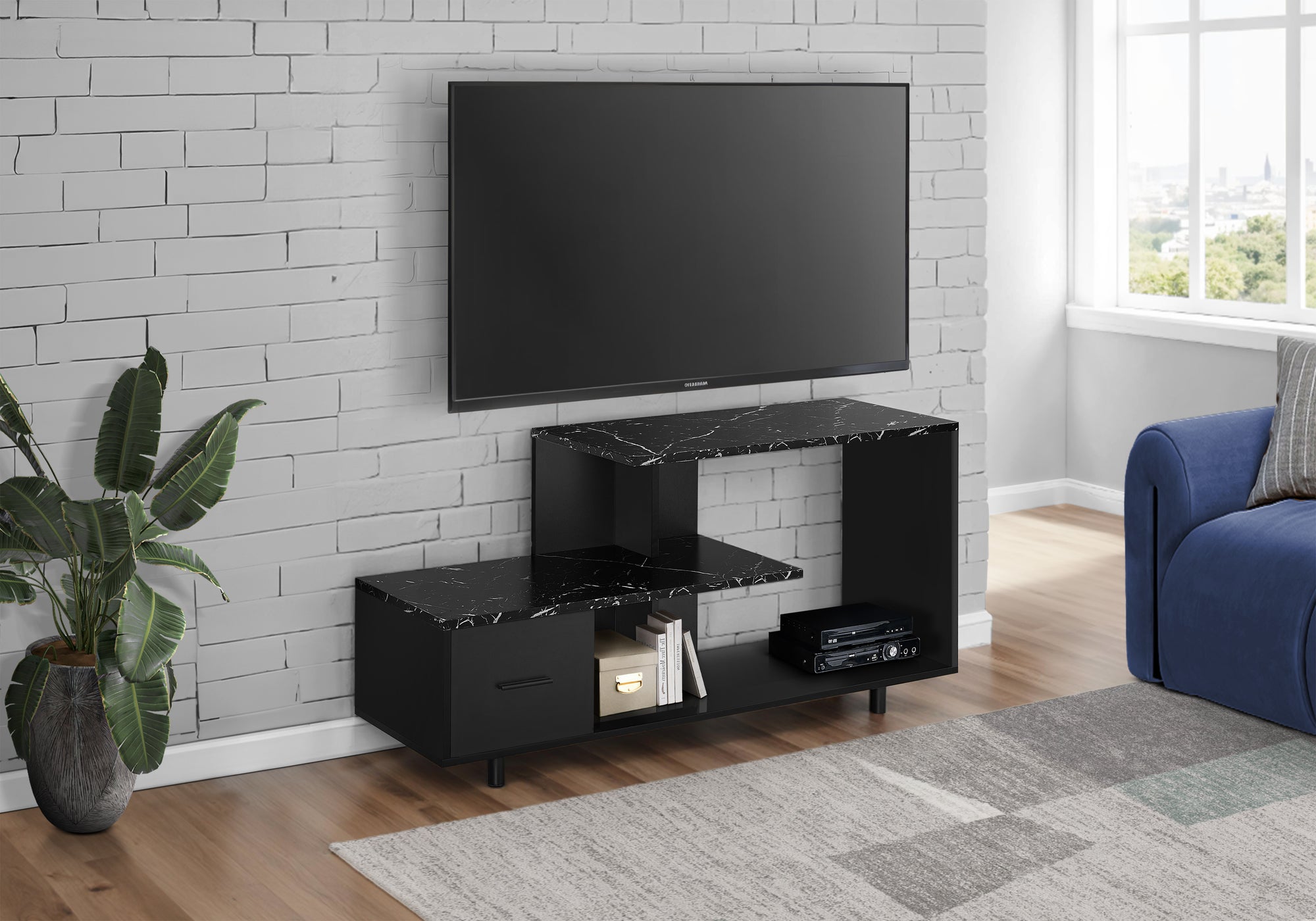 Frey - Tv Stand 48 Inch Console Media Entertainment Center Storage Drawer