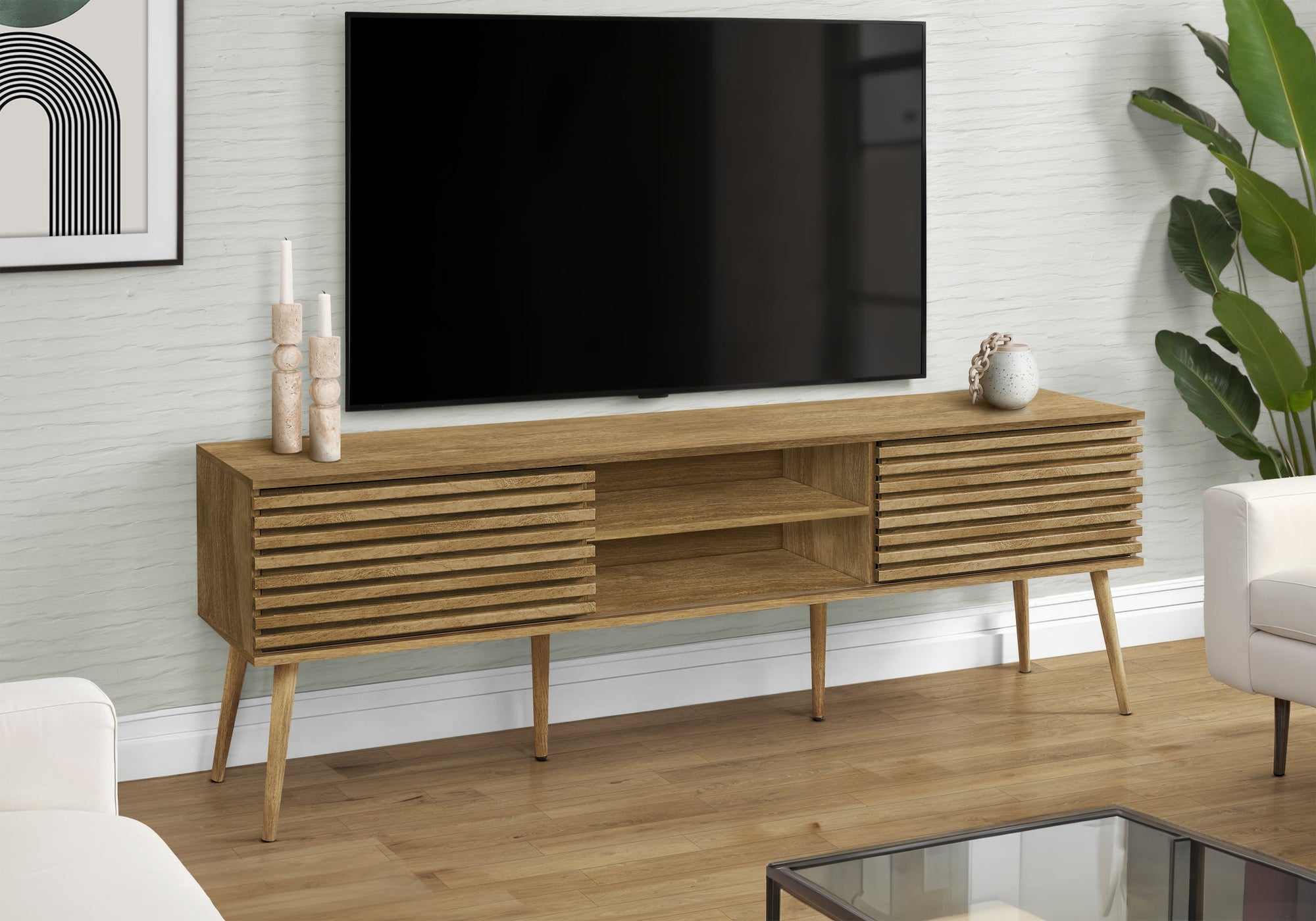 Longford - Tv Stand 72 Inch Media Entertainment Center Storage Cabinet Console