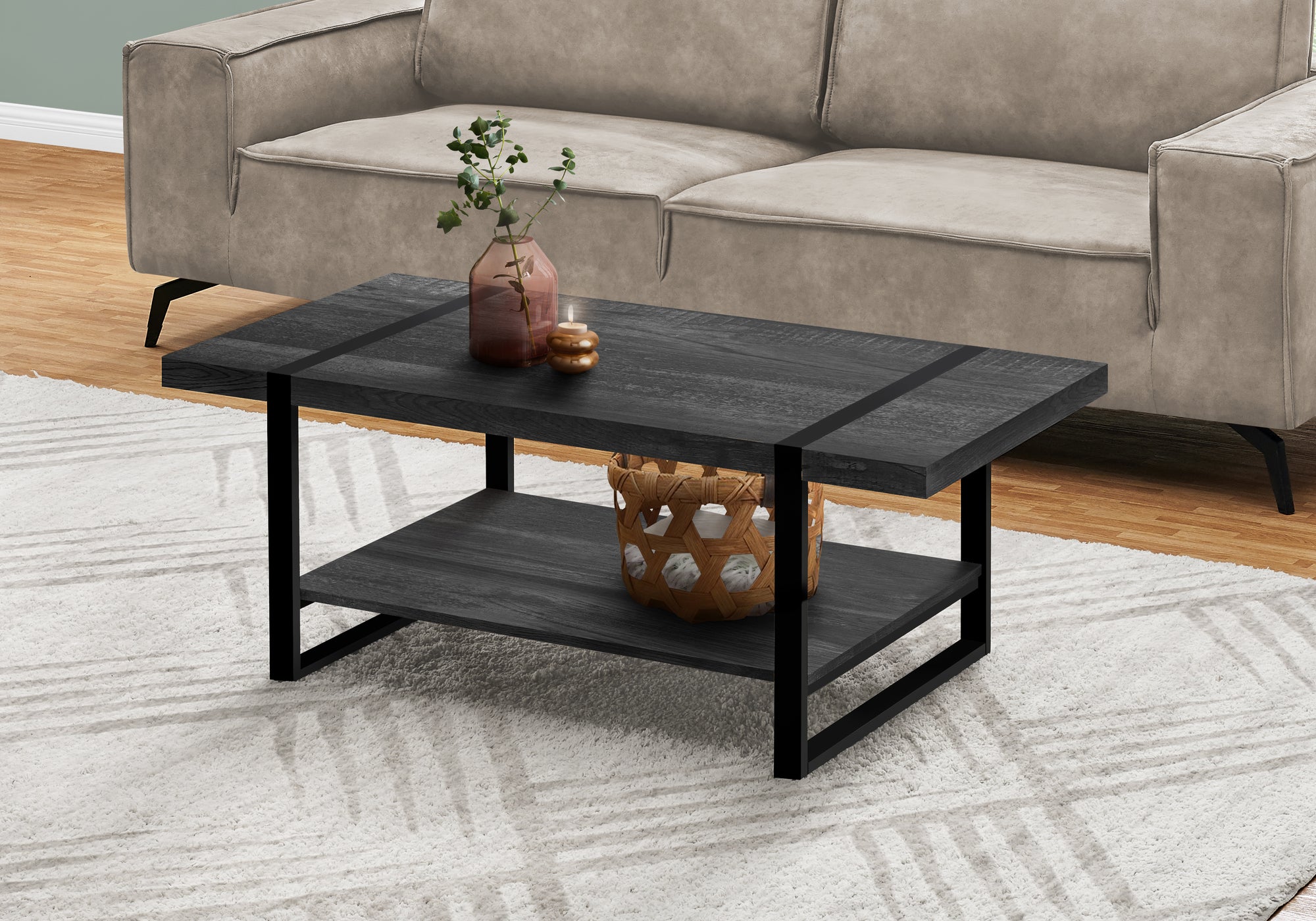 Jonesy - Coffee Table Accent Cocktail Rectangular Living Room 48"L Black Laminate