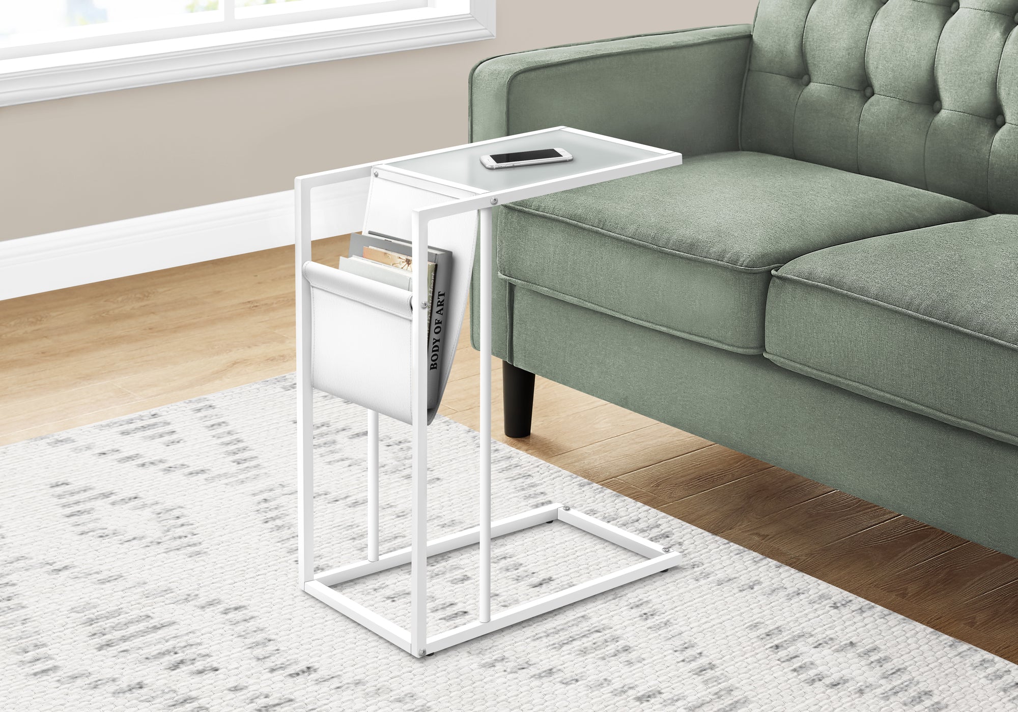 Azura - Accent Table C-shaped End Side Snack Magazine Storage Living Room