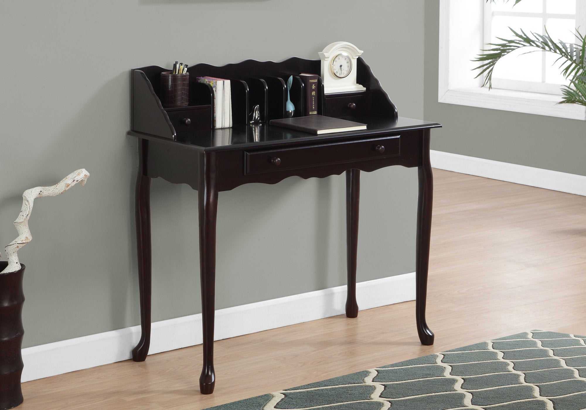 Netherlands - Computer Desk Home Office Laptop Storage Drawers 36"L Work Brown