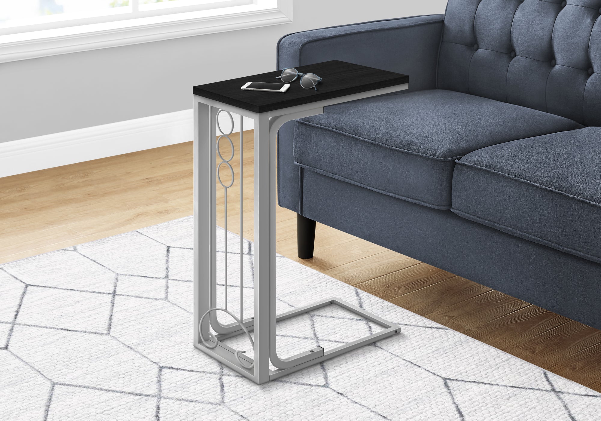 Leonice - Accent Table C-shaped End Side Snack Living Room Bedroom Black