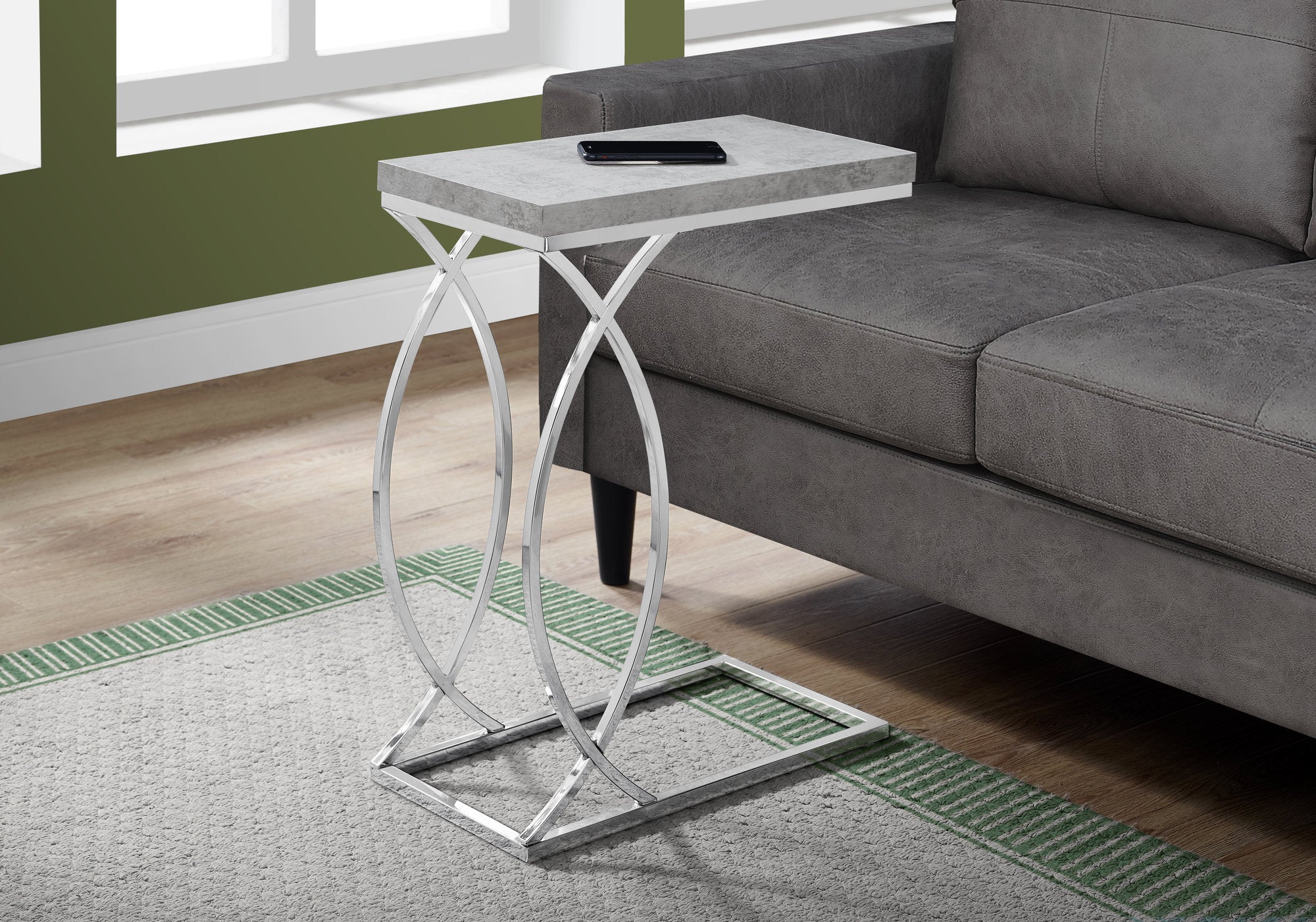 Loafey - Accent Table C-shaped End Side Snack Living Room Bedroom Grey