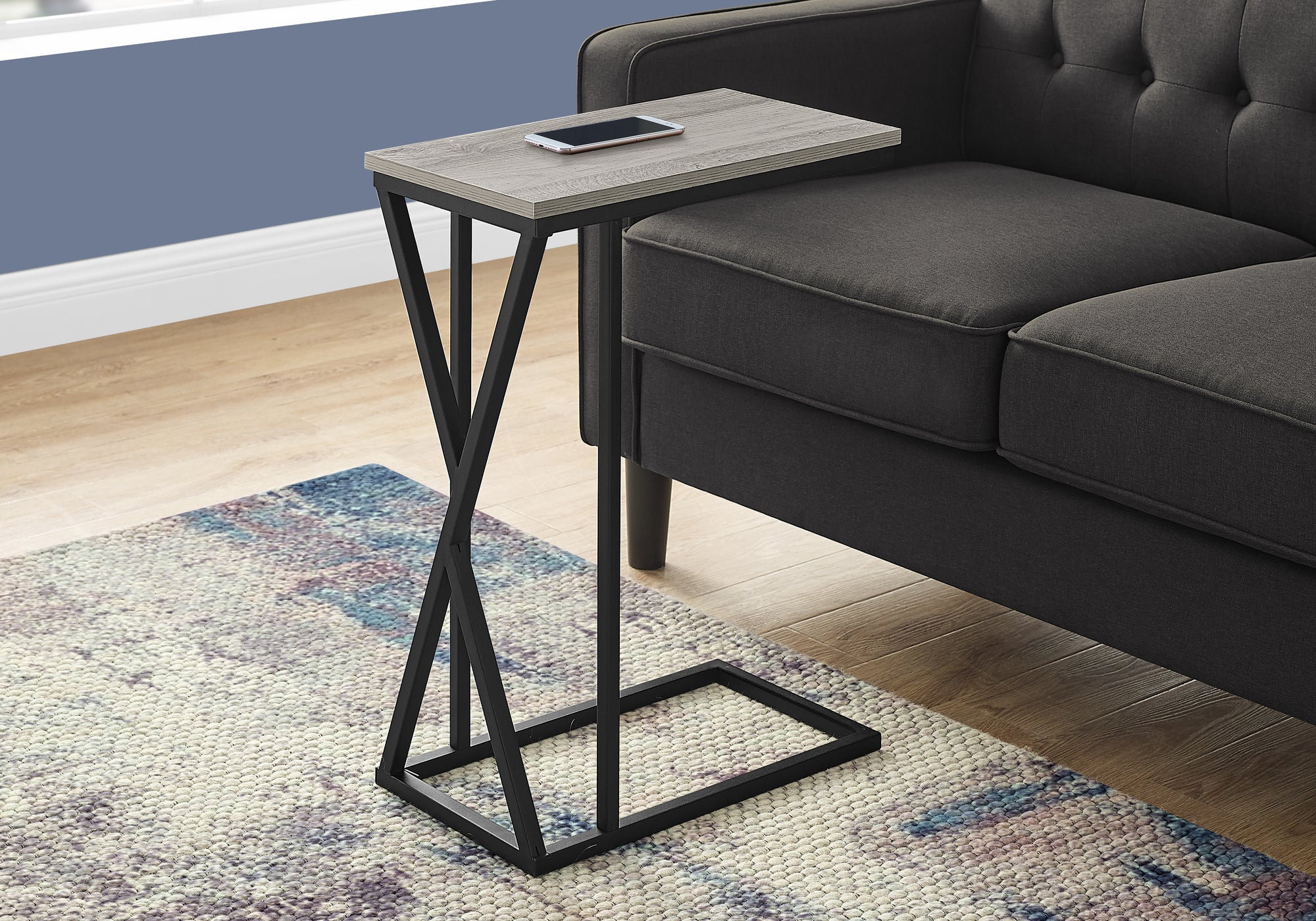 Elegant - Accent Table C-shaped End Side Snack Living Room Bedroom Grey