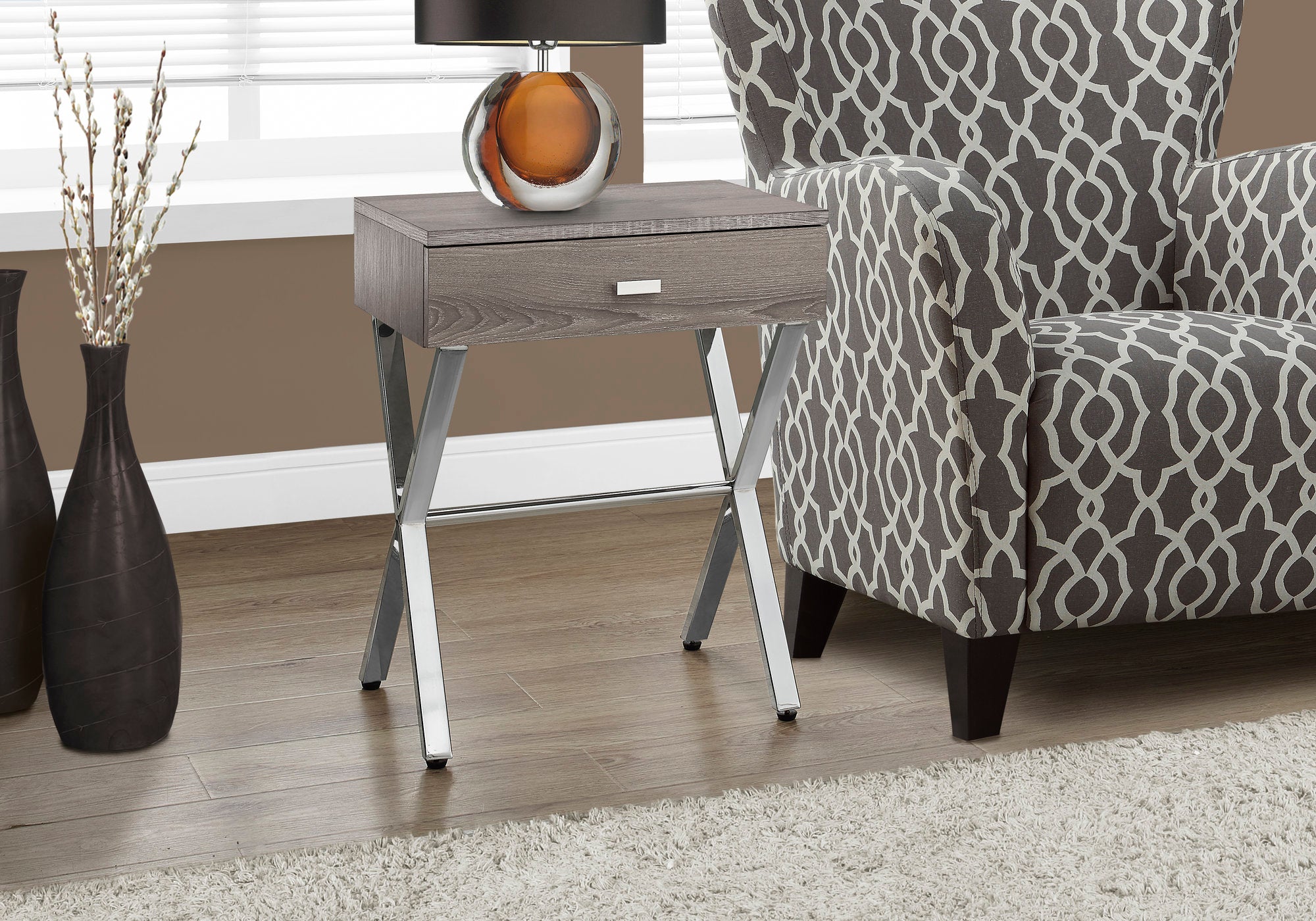 Herzen - Accent Table Side End Nightstand Lamp Storage Drawer Living Room
