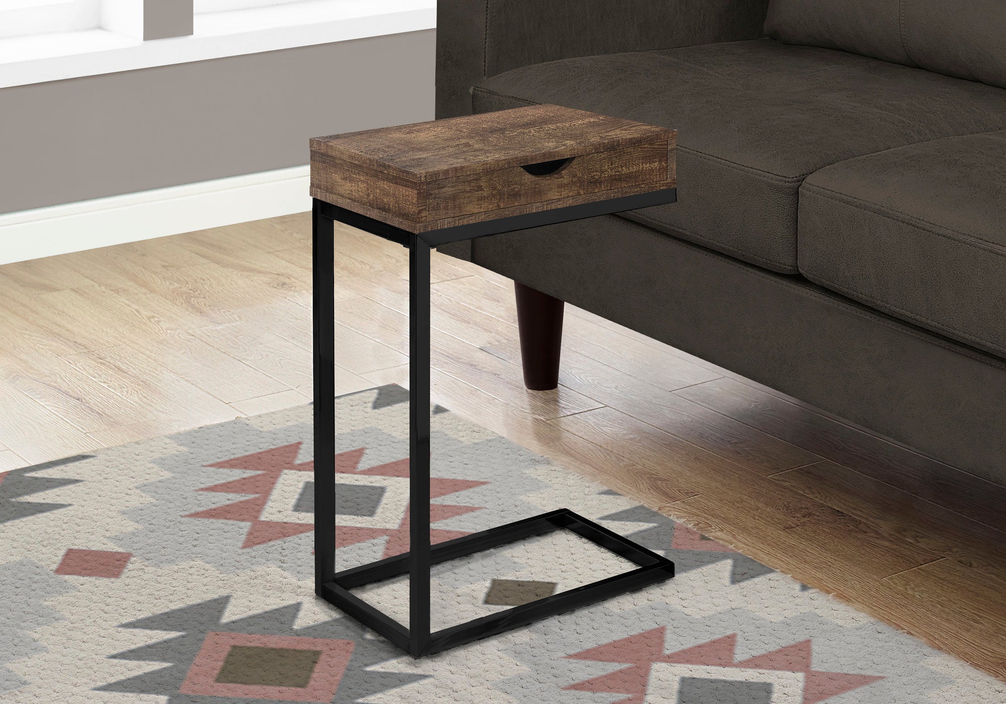 Bristol - Accent Table C-shaped End Side Snack Storage Drawer Living Room