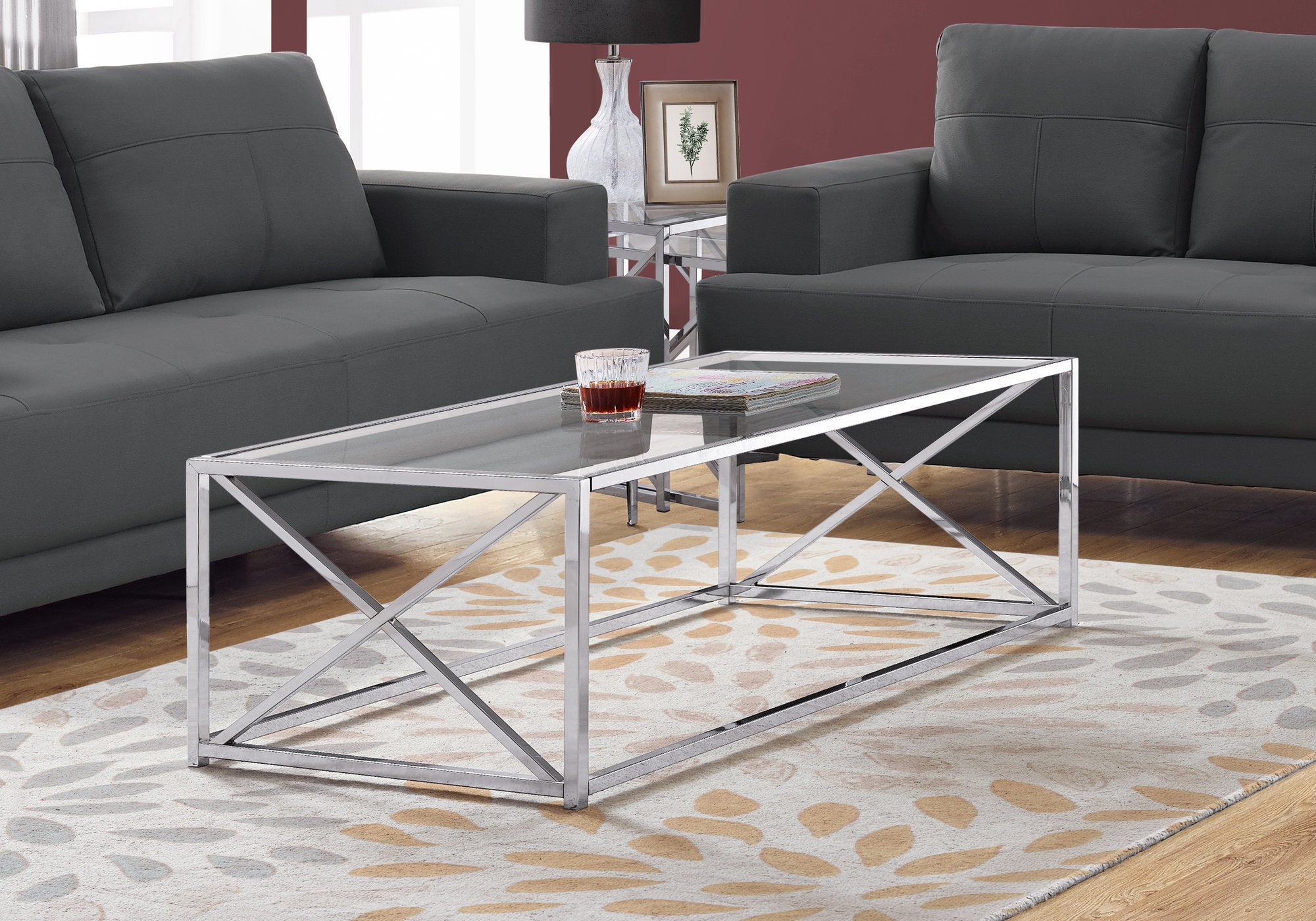 Jupiter - Coffee Table Accent Cocktail Rectangular Living Room 44"L Clear Tempered