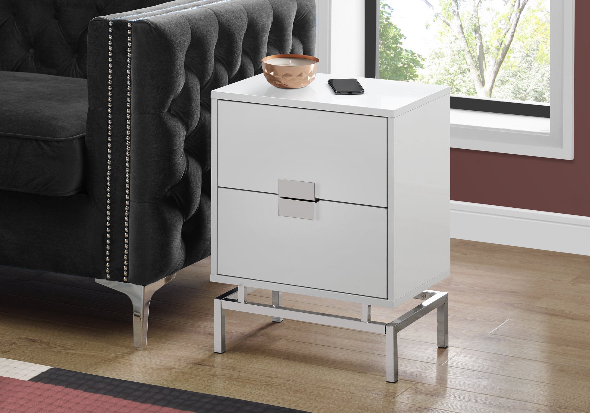 Lovy - Accent Table Side End Nightstand Lamp Storage Drawer Living Room