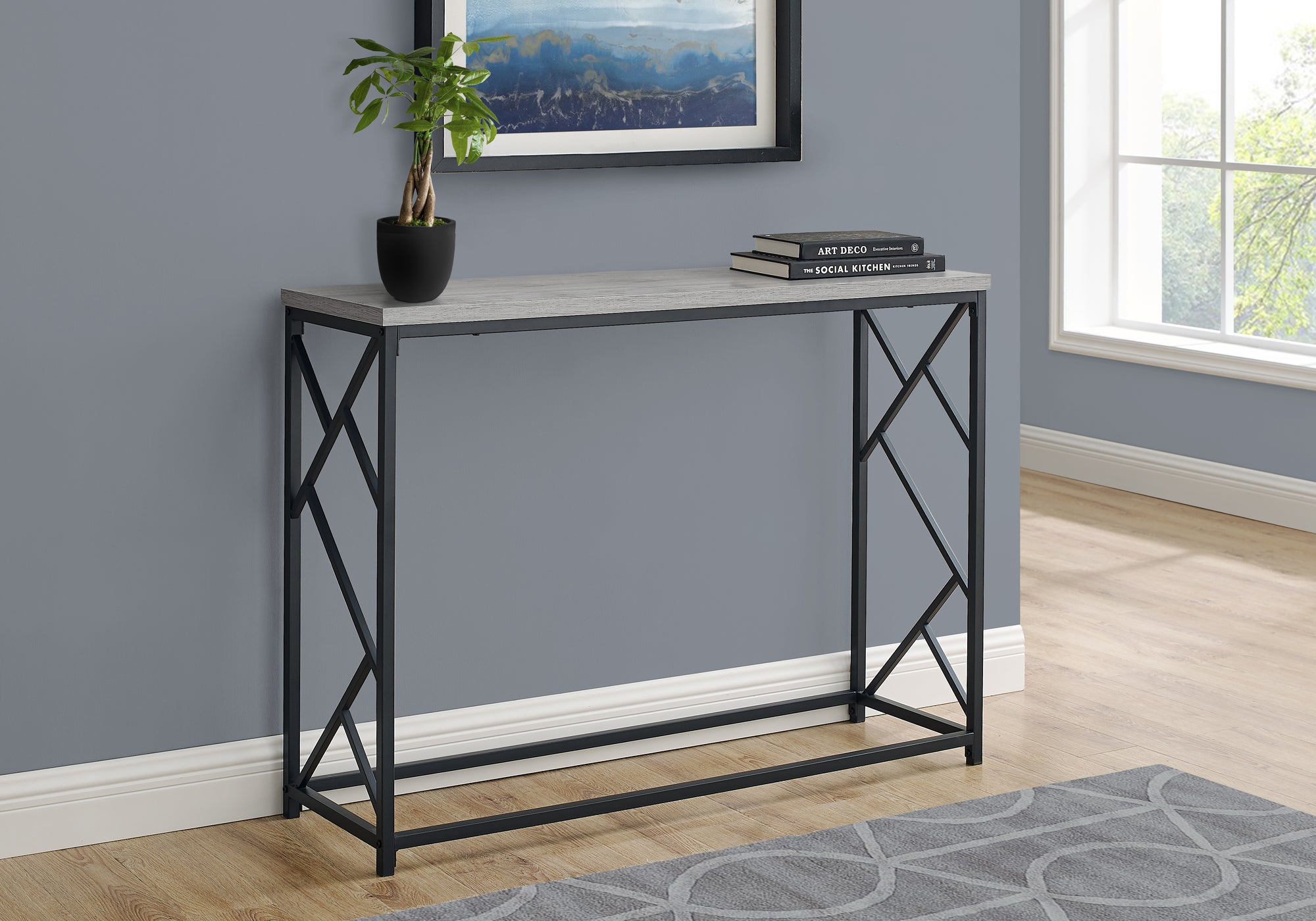 Lorelle - Accent Table Console Entryway Narrow Sofa Living Room Bedroom Grey