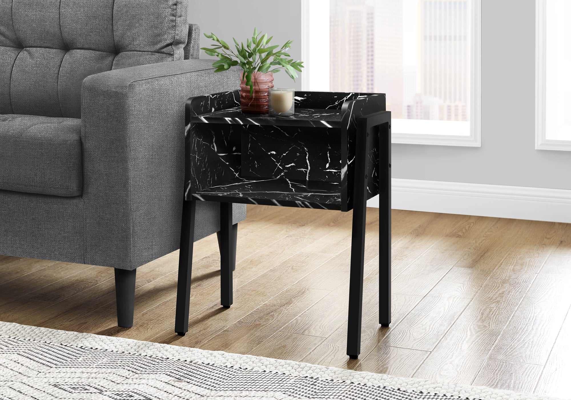 Sydnea - Accent Table Side End Nightstand Lamp Living Room Bedroom Black
