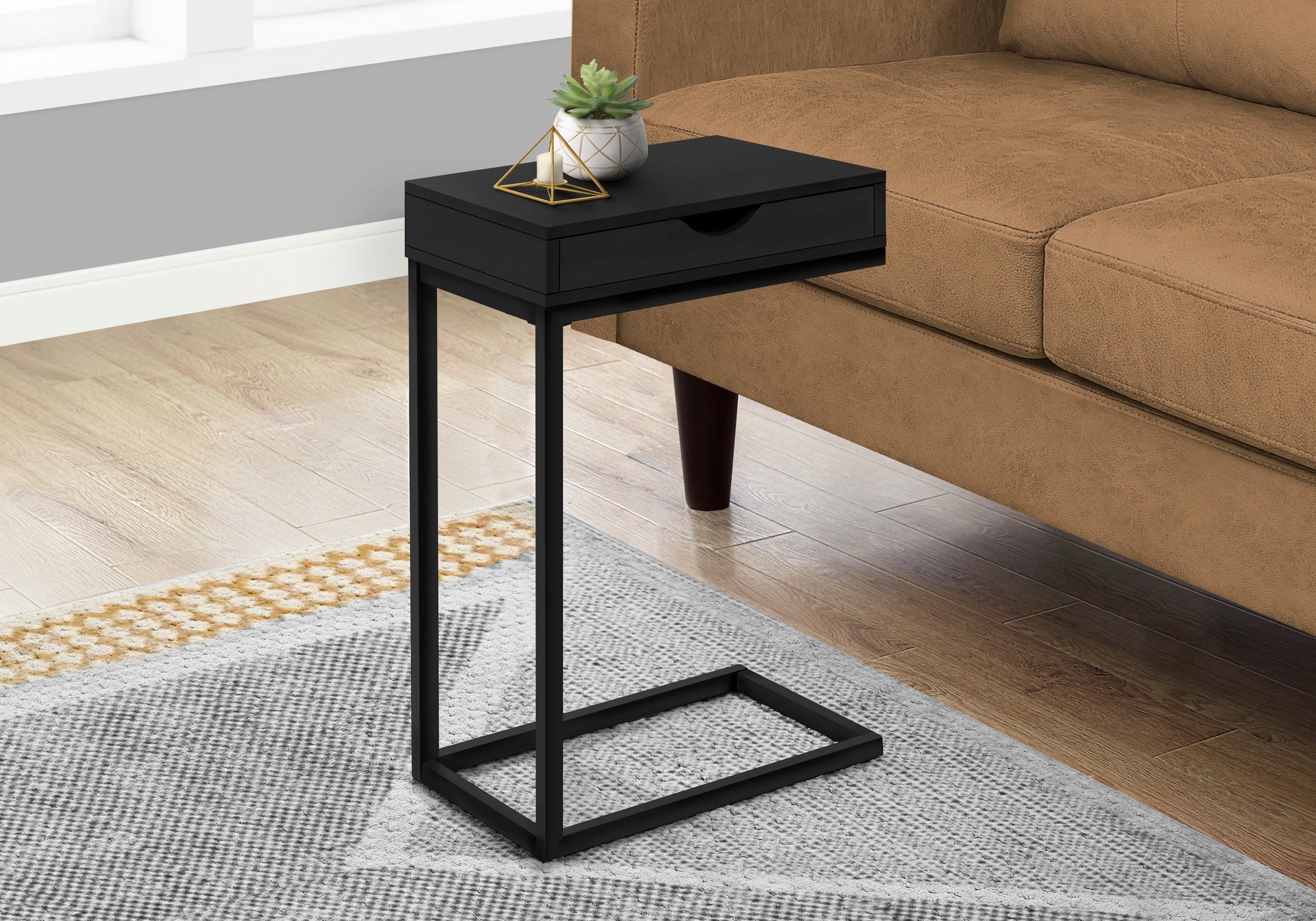 Laurana - Accent Table C-shaped End Side Snack Storage Drawer Living Room