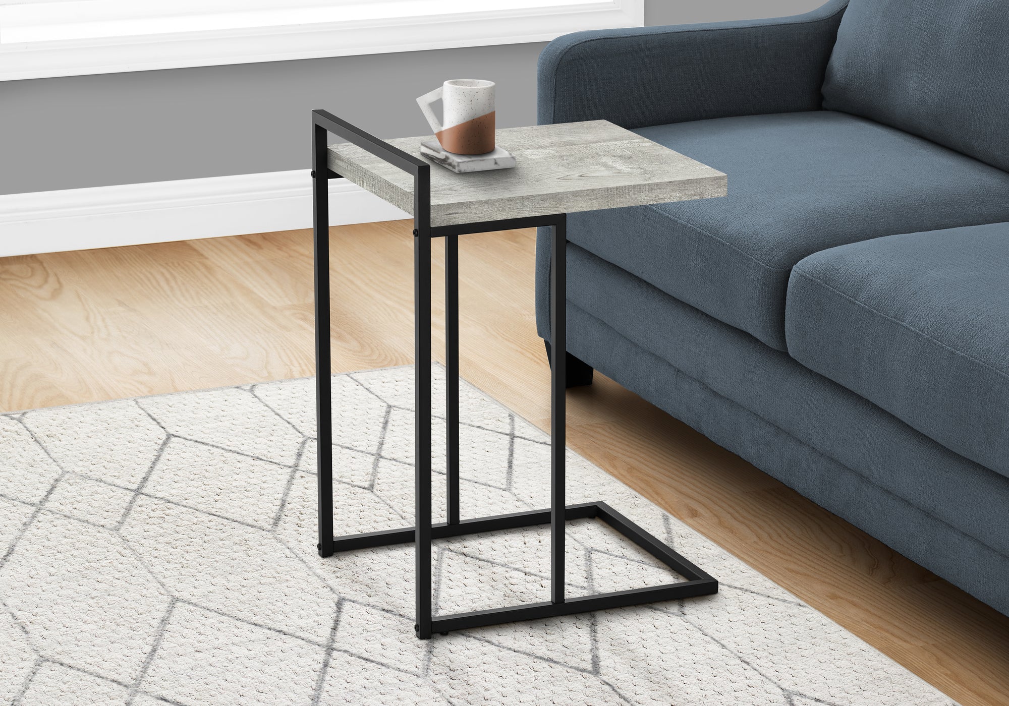 Lisette - Accent Table C-shaped End Side Snack Living Room Bedroom Grey