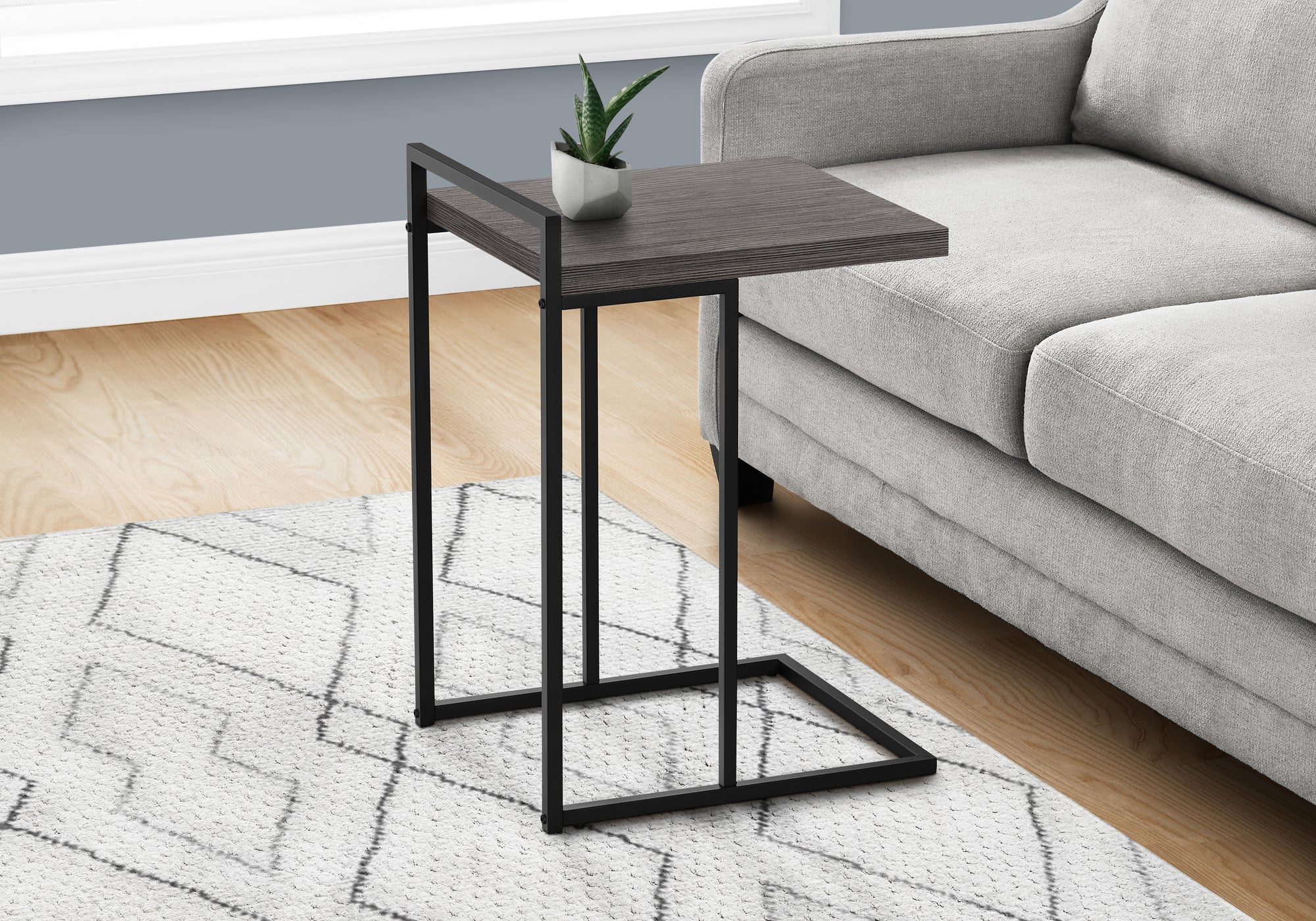 Kalinda - Accent Table C-shaped End Side Snack Living Room Bedroom Grey
