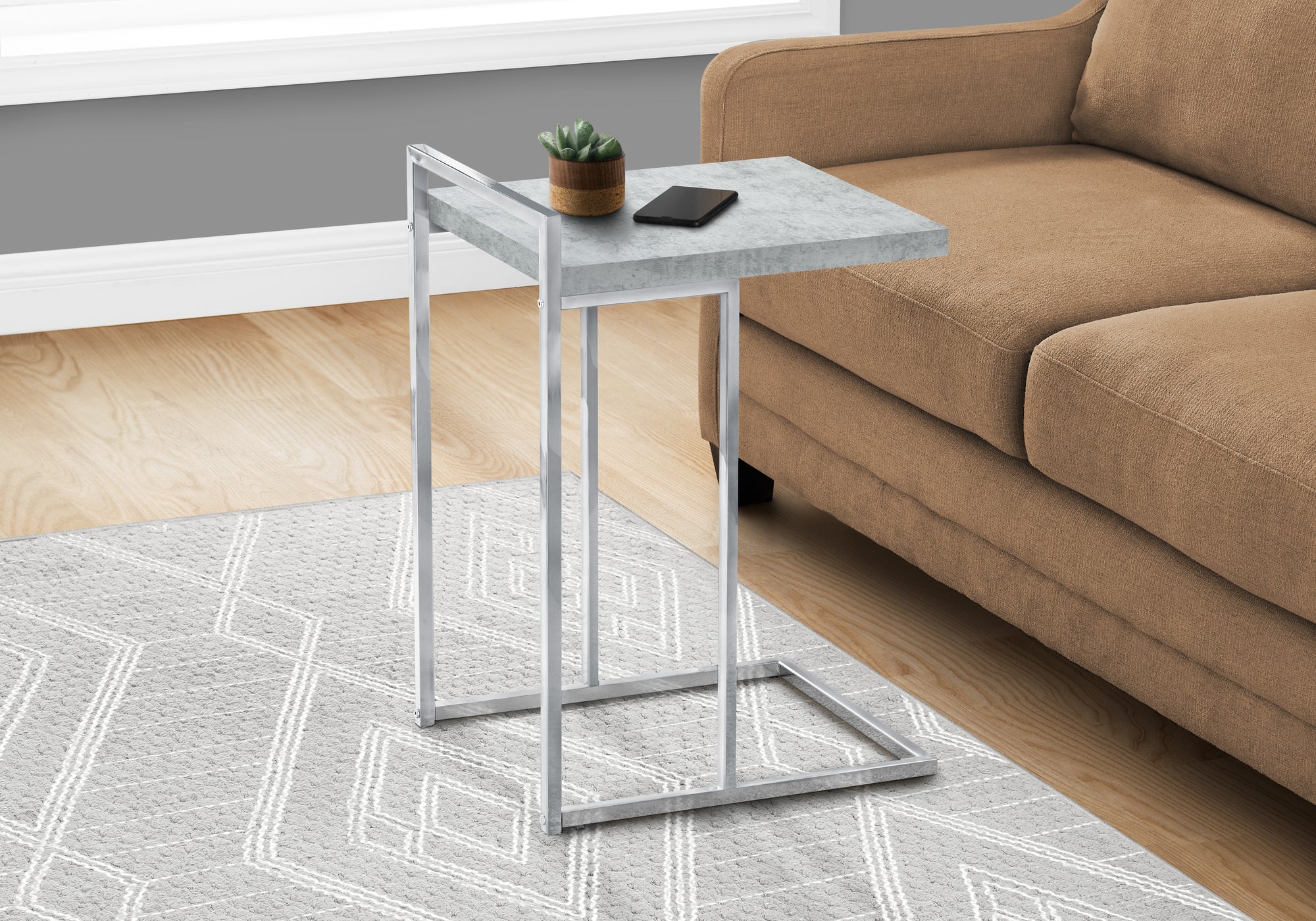 Idalia - Accent Table C-shaped End Side Snack Living Room Bedroom Grey