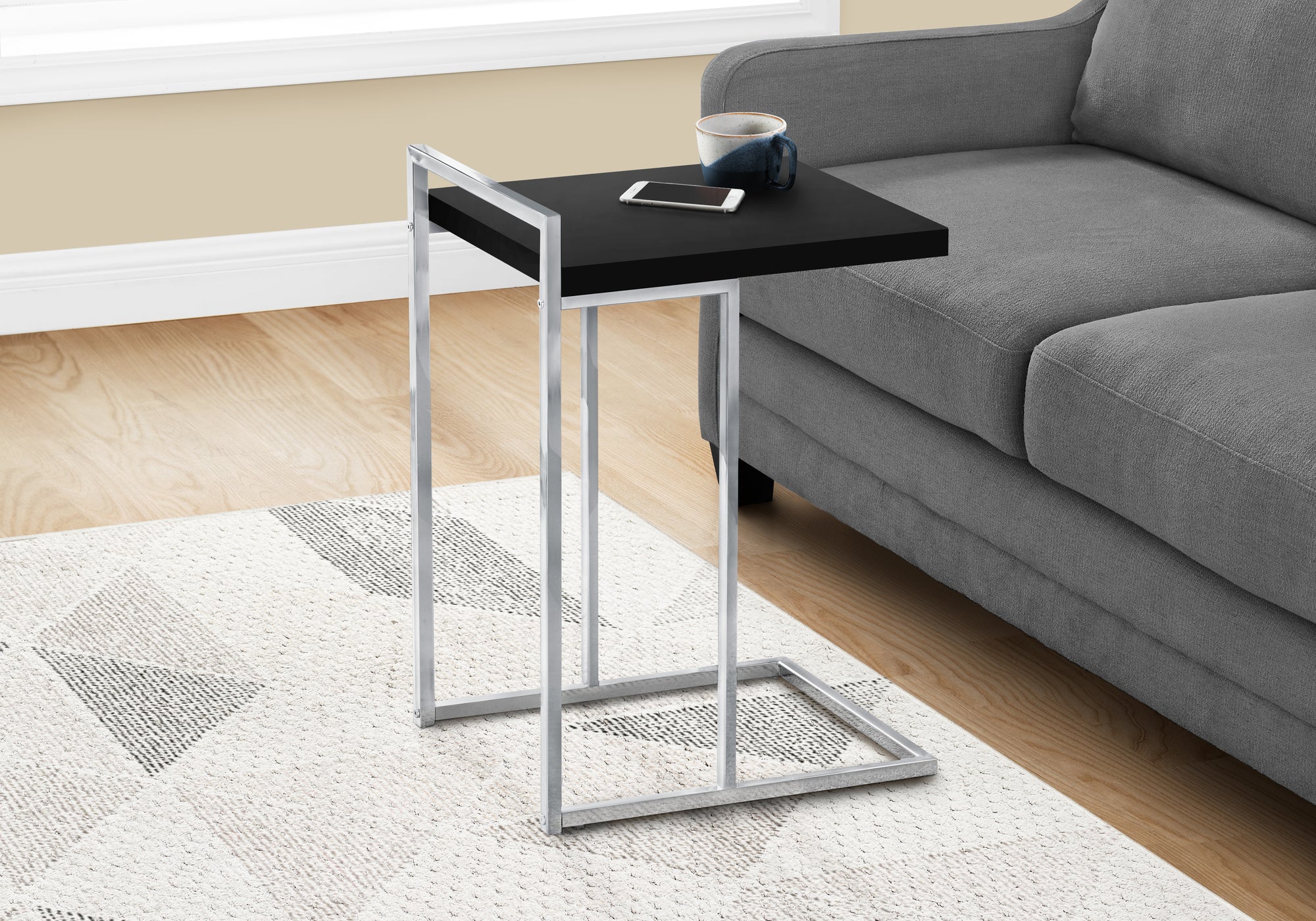 Romina - Accent Table C-shaped End Side Snack Living Room Bedroom Black