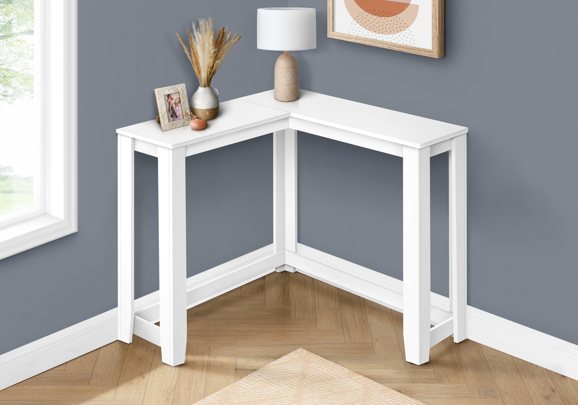 Seva - Accent Table Console Entryway Narrow Corner Living Room Bedroom White
