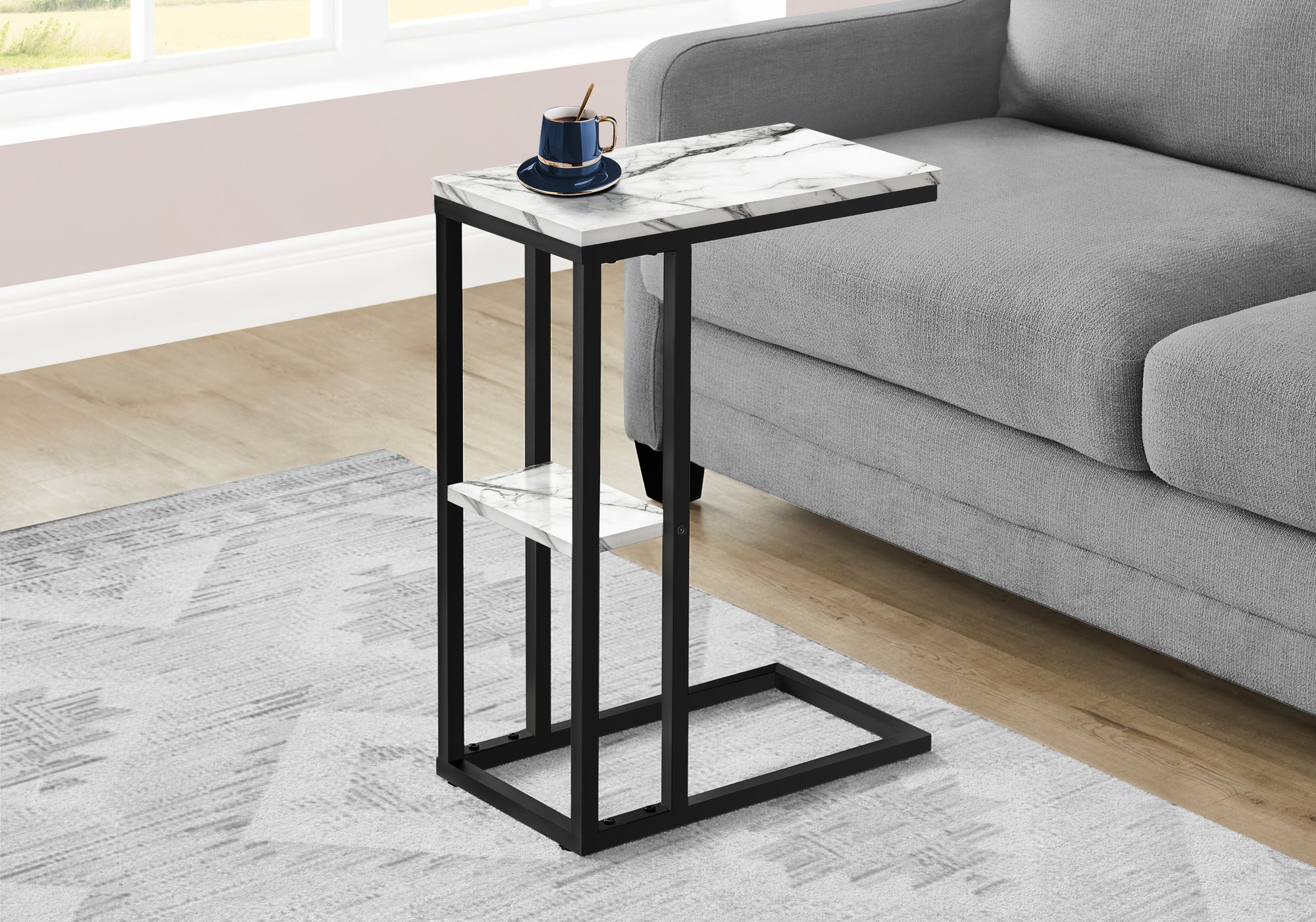 Mirna - Accent Table C-shaped End Side Snack Living Room Bedroom White