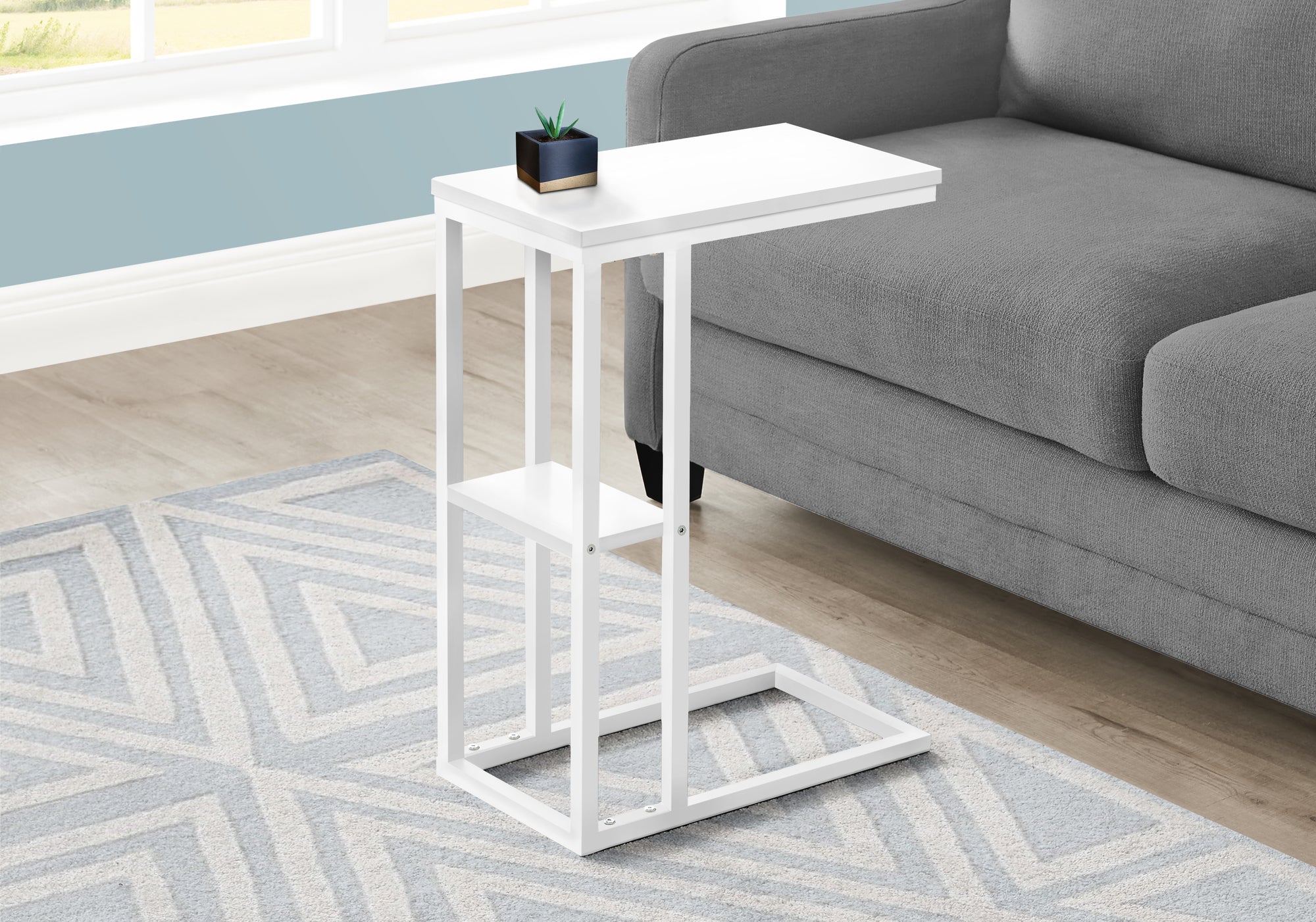 Theron - Accent Table C-shaped End Side Snack Living Room Bedroom White